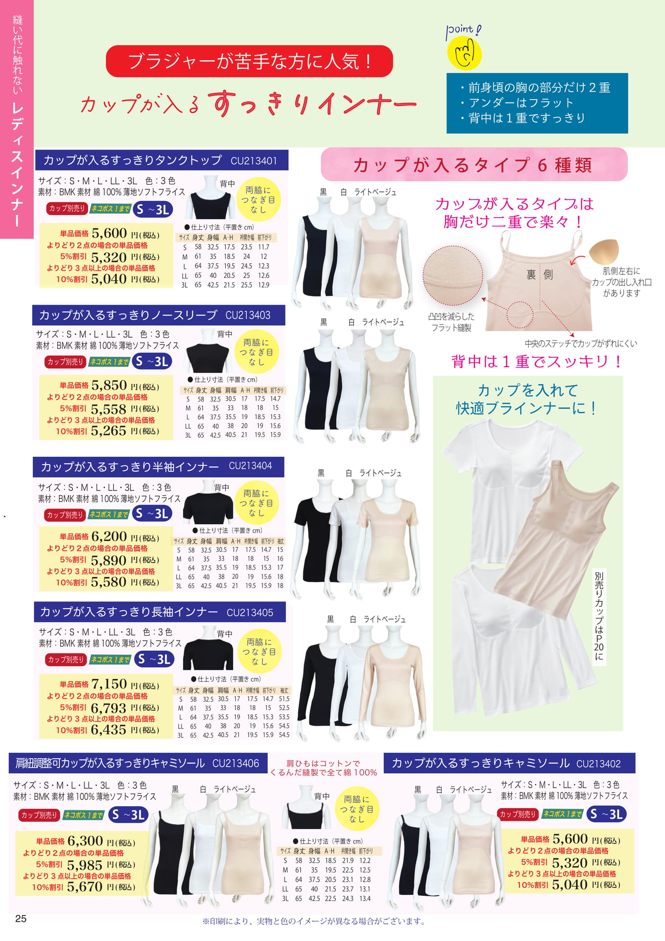 カップが入るすっきりインナー(25ページ目)