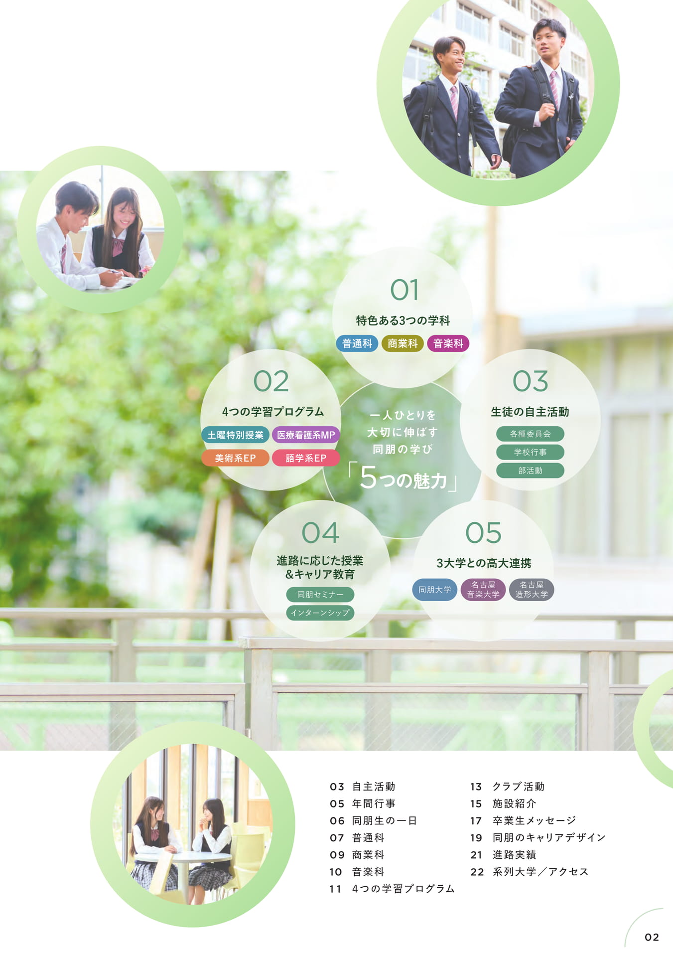 目次・学校の特長(3ページ目)