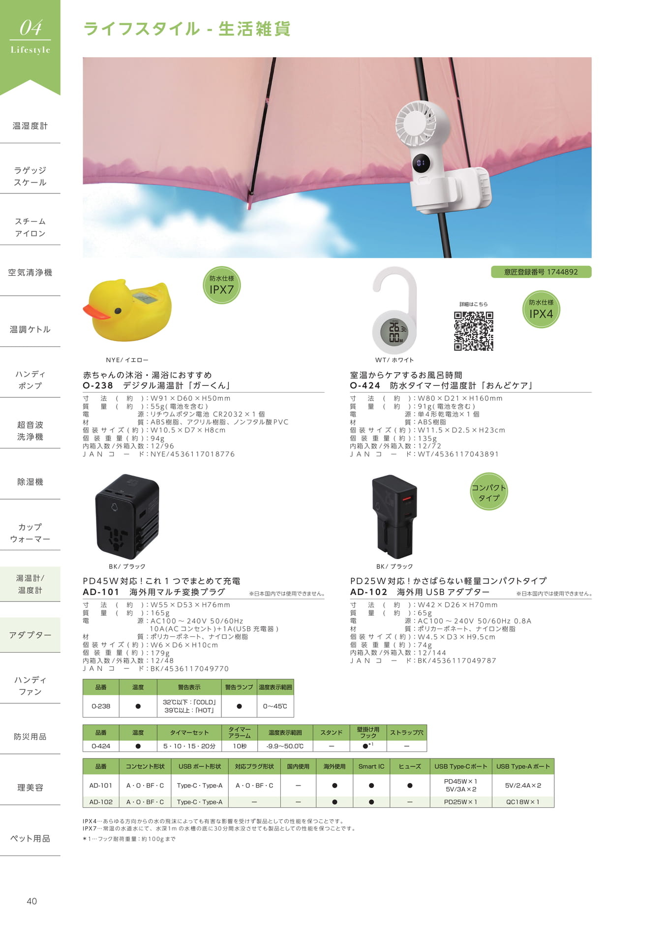 デジタル湯温計・海外用アダプター(42ページ目)