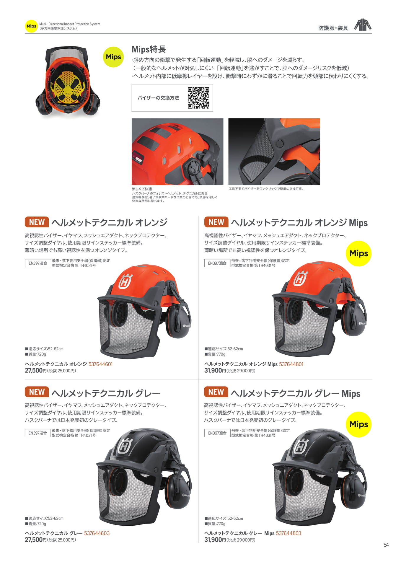 防護服・装具(ヘルメット・Mips特長)(55ページ目)