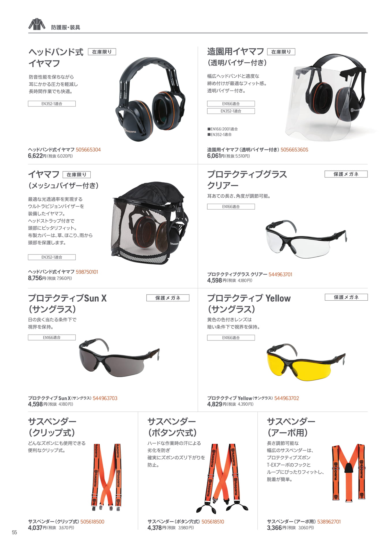 防護服・装具(イヤマフ・グラス・サスペンダー)(56ページ目)