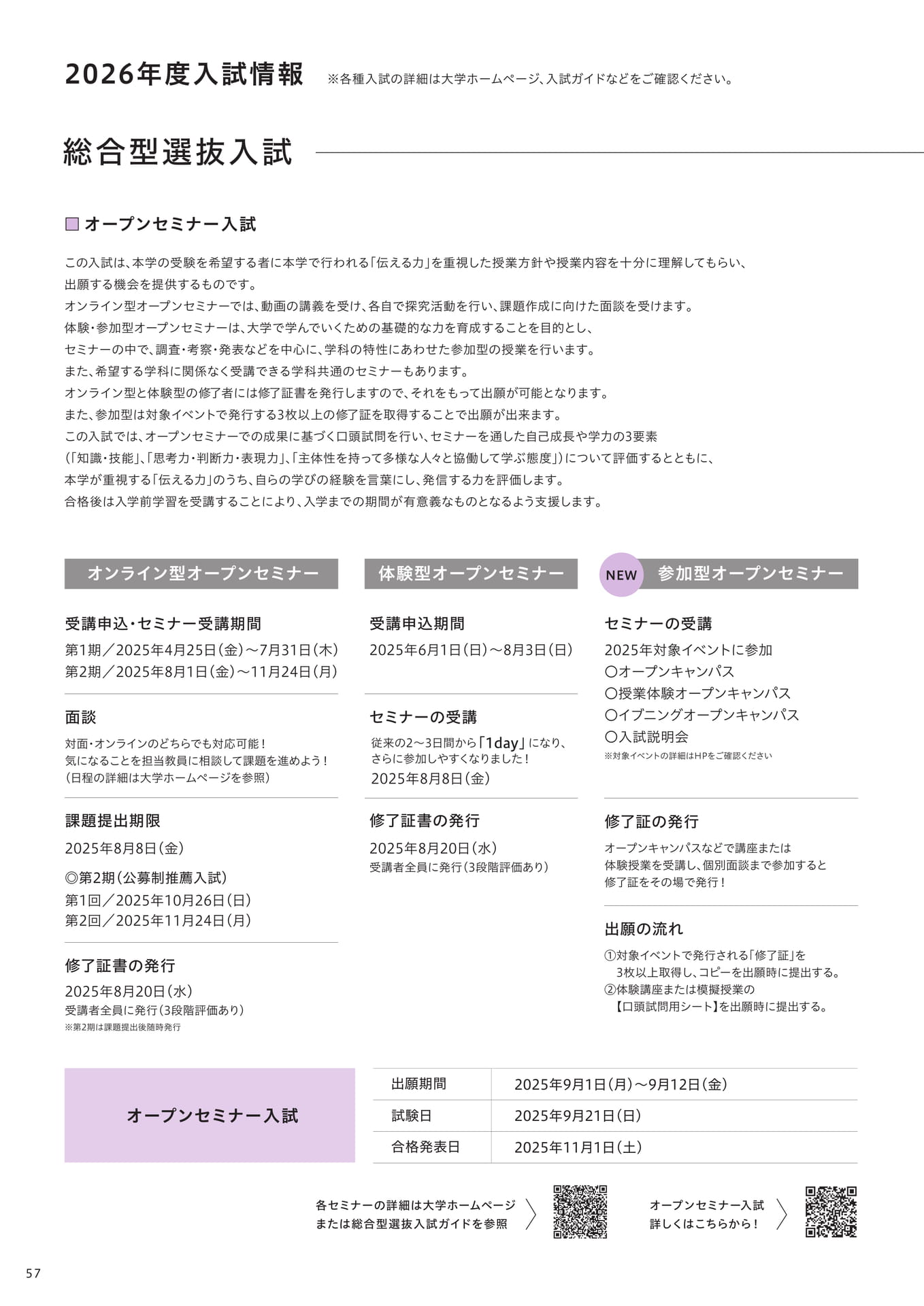 入試情報 総合型選抜入試（58ページ目）