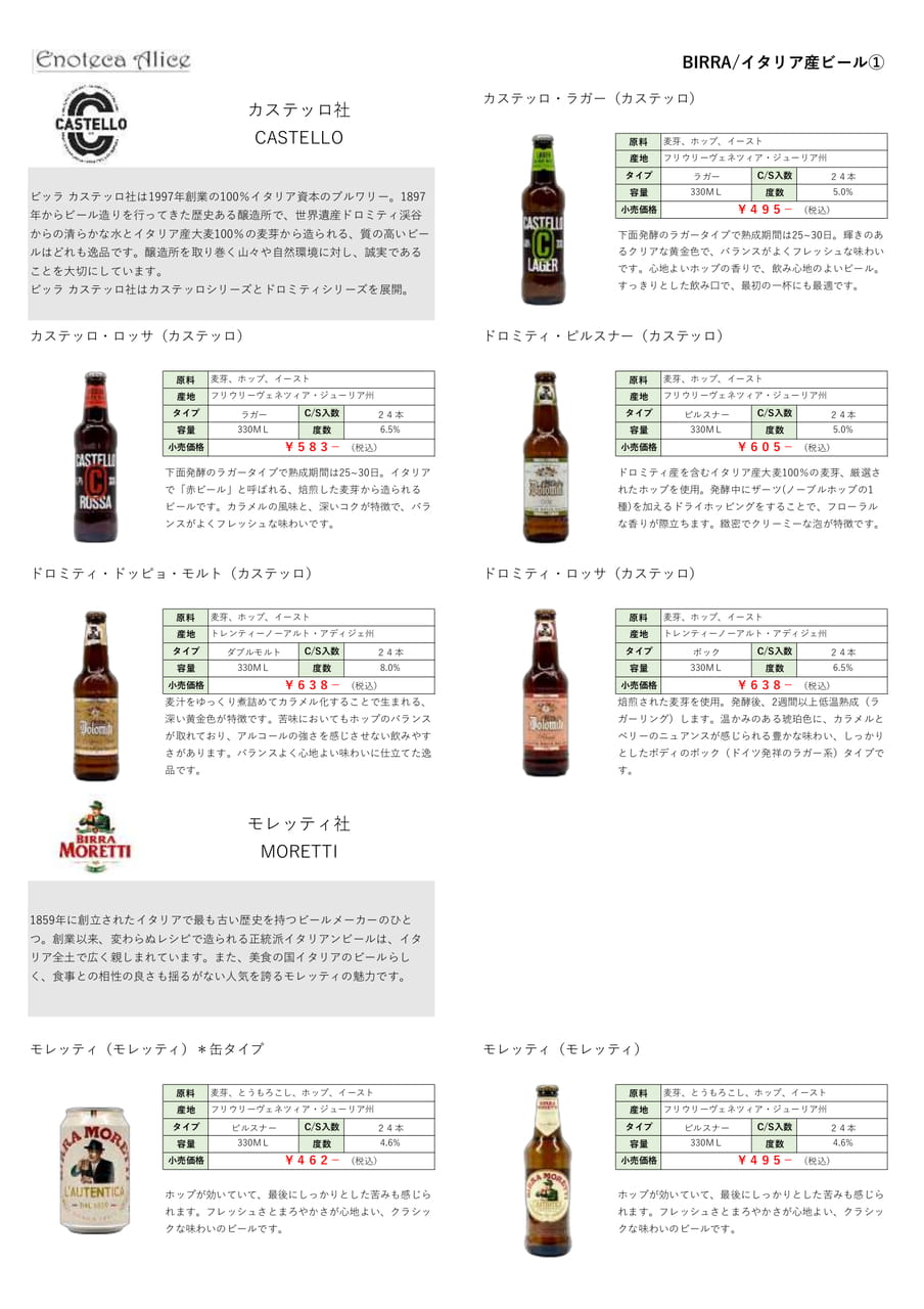 イタリア産ビール①（2ページ目）