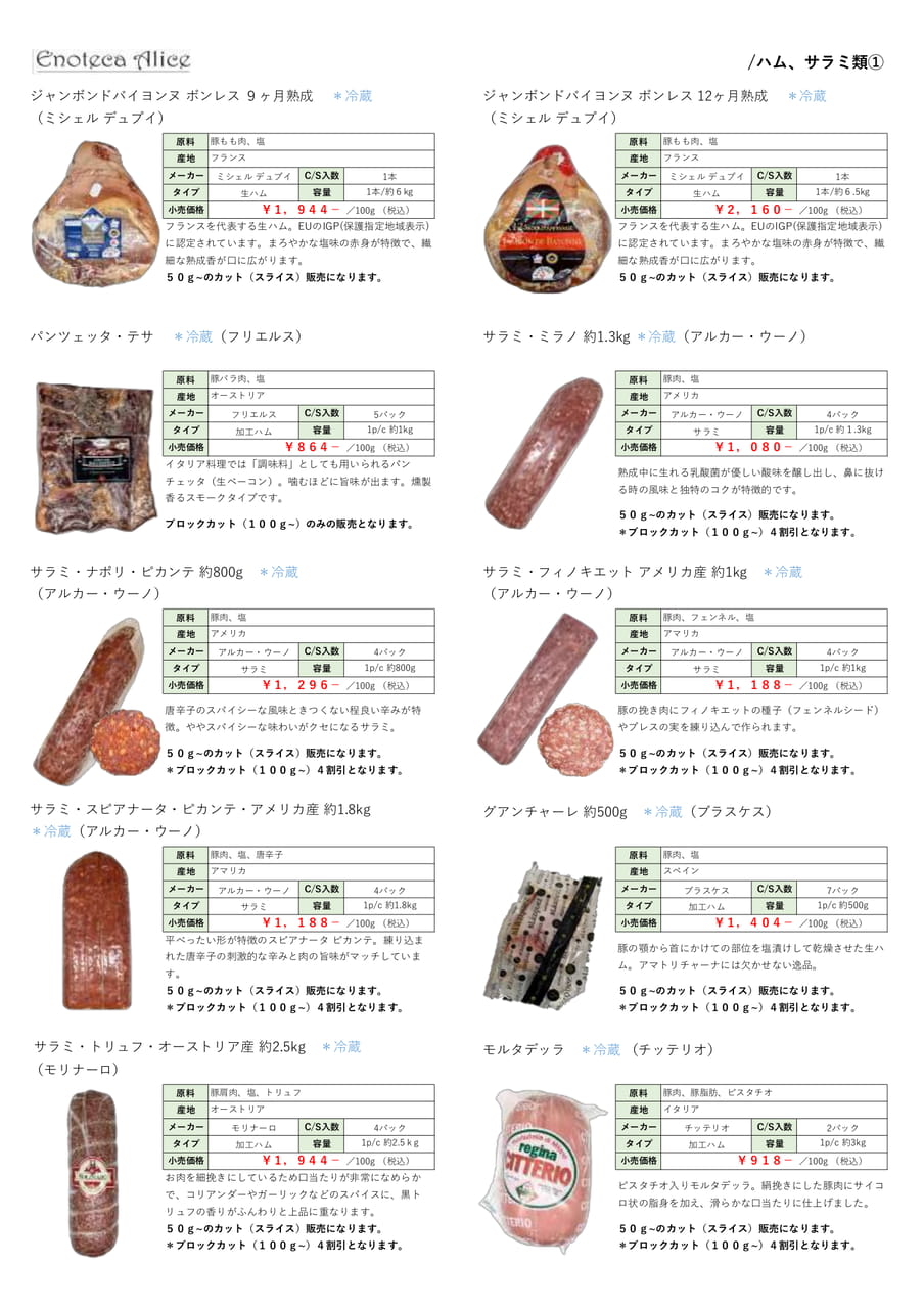 ハム・サラミ類①（3ページ目）
