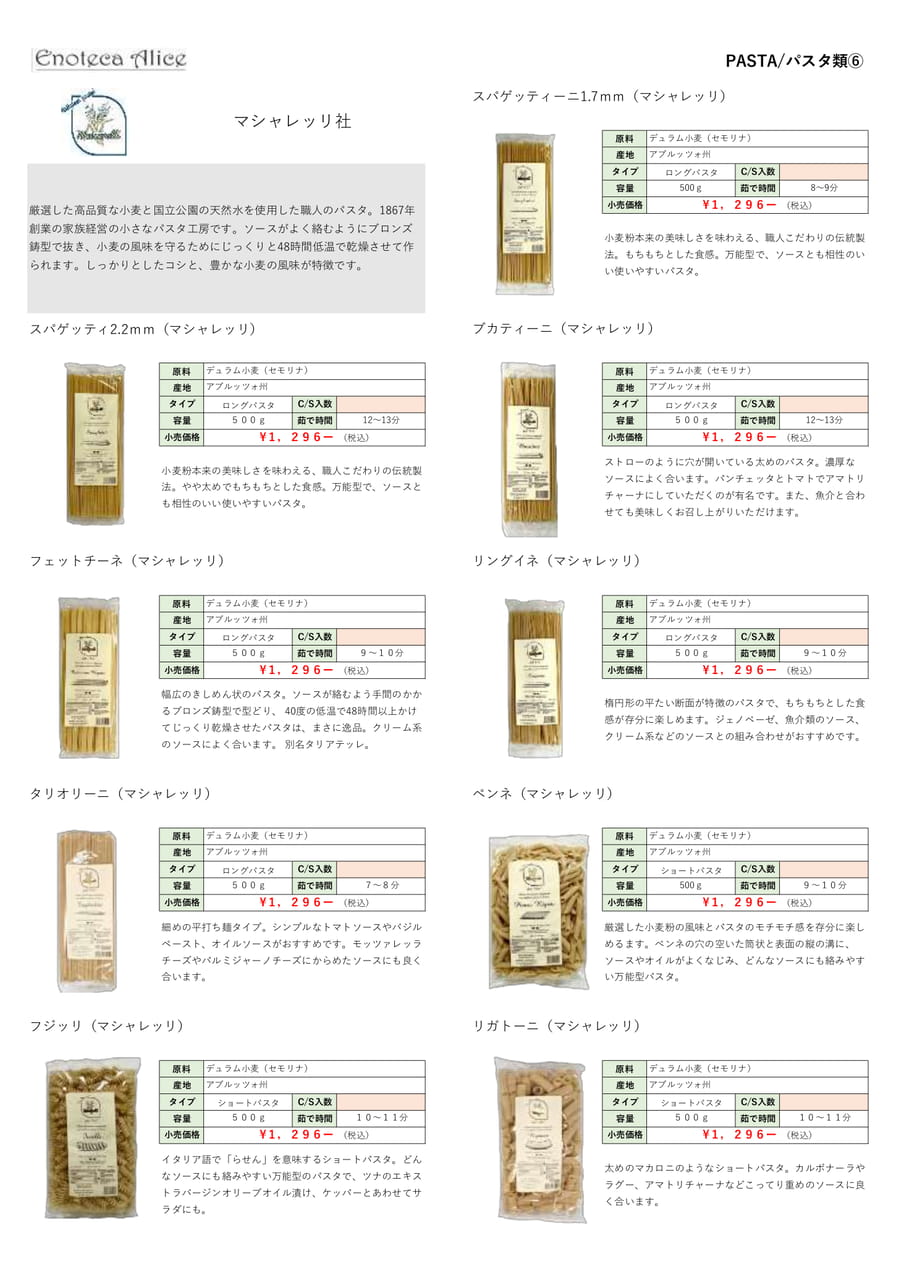 パスタ類⑥（15ページ目）