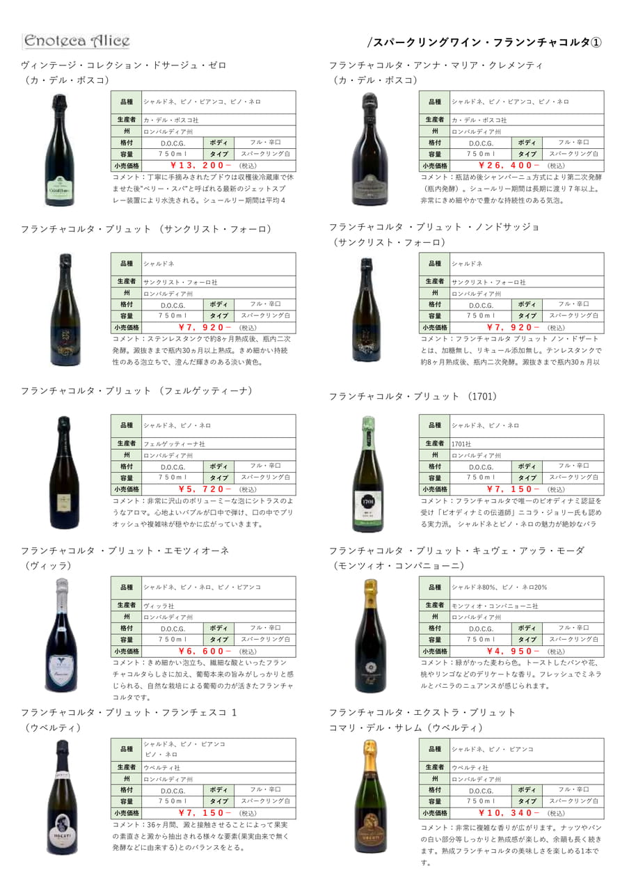 スパークリングワイン・フランチャコルタ①（12ページ目）