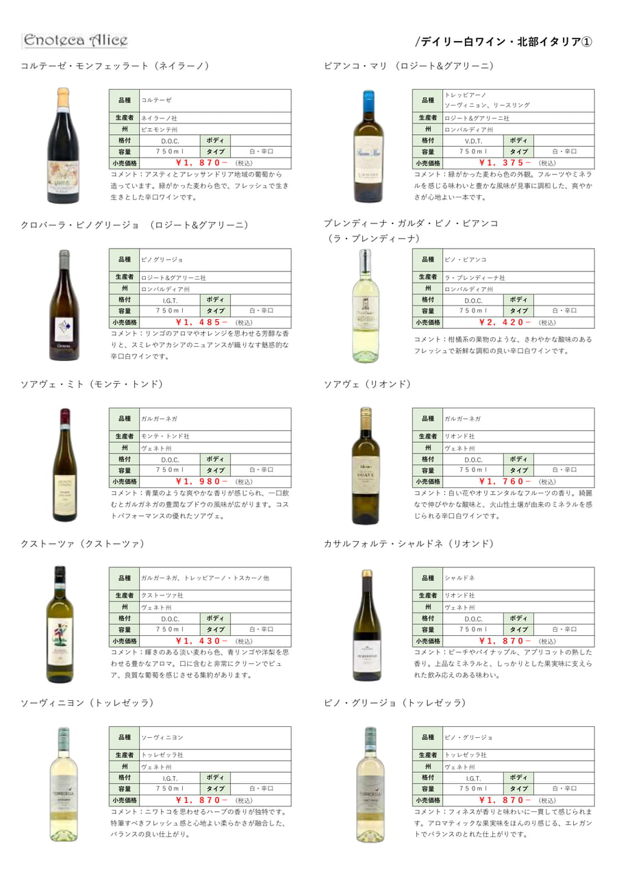デイリー白ワイン・北部イタリア①（17ページ目）