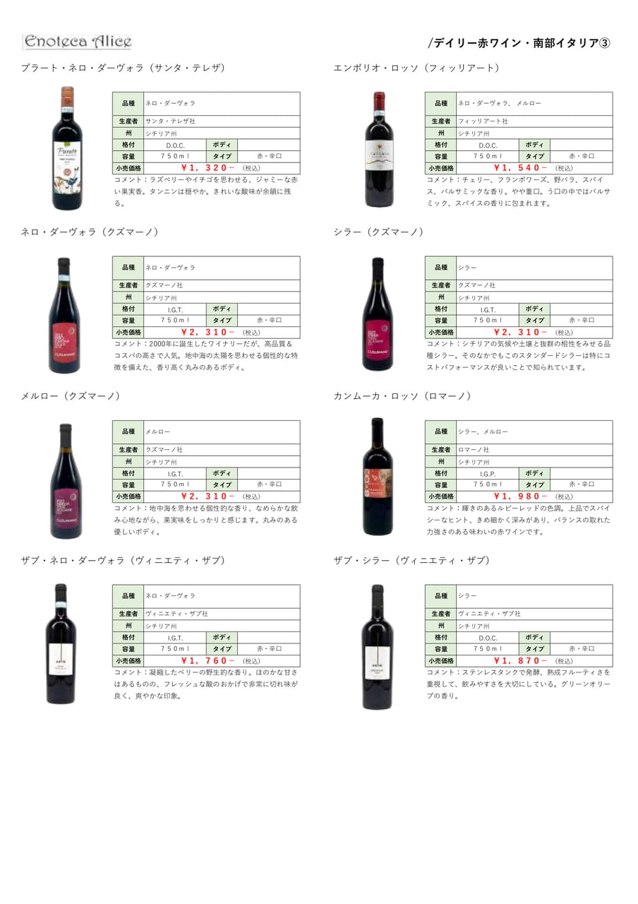 デイリー赤ワイン・南部イタリア③（32ページ目）