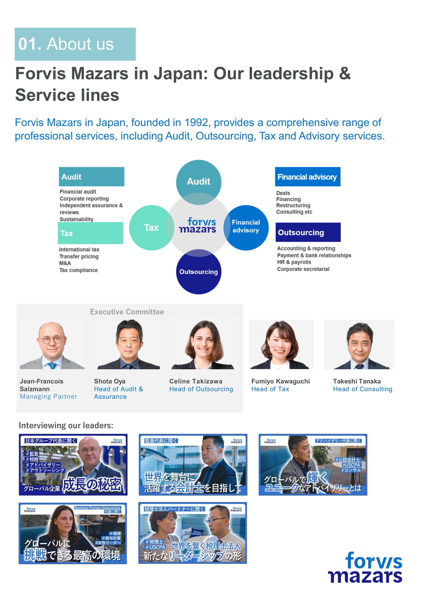 Our Leadership and Service Lines（4ページ目）
