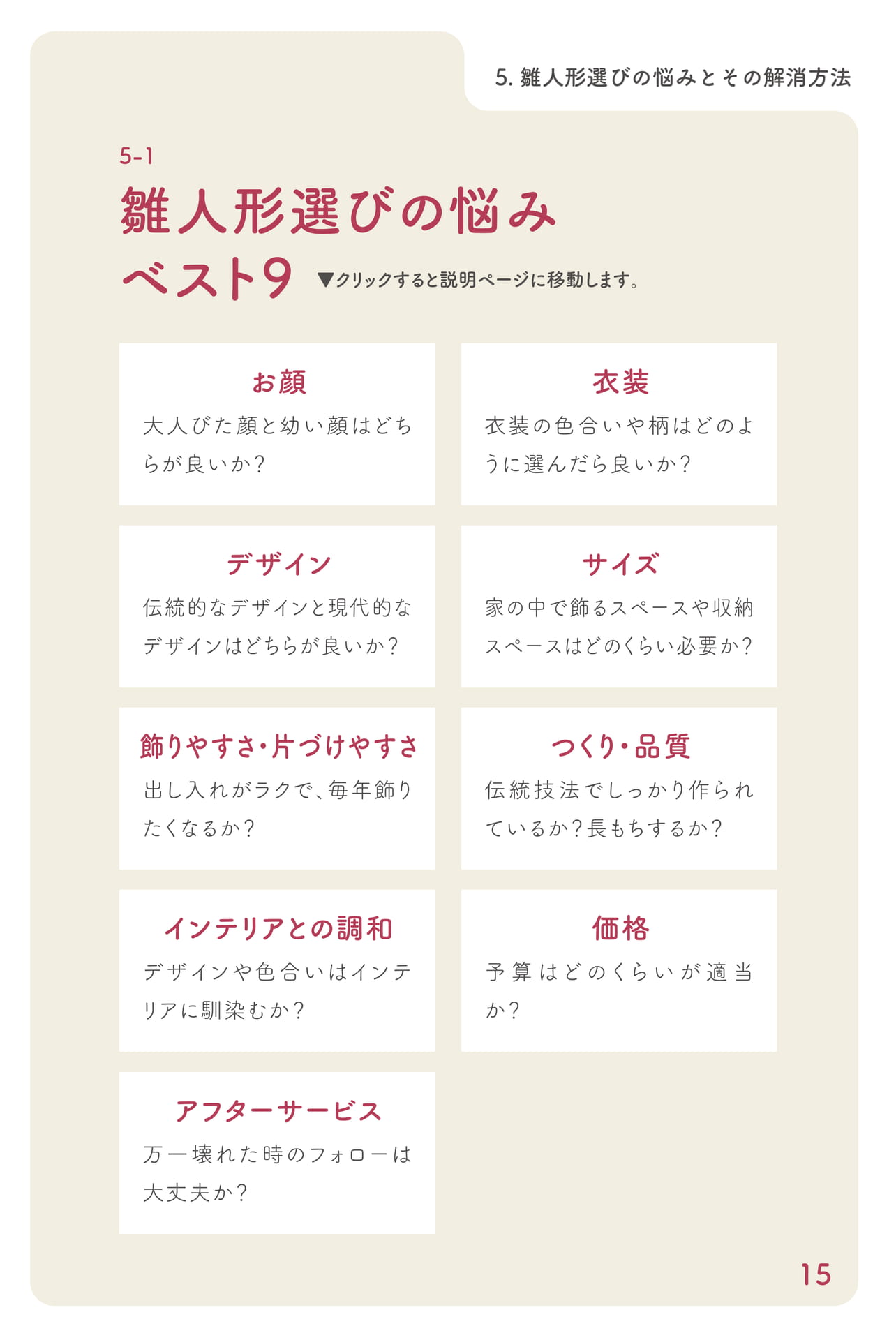 雛人形選びの悩みベスト9(16ページ目)