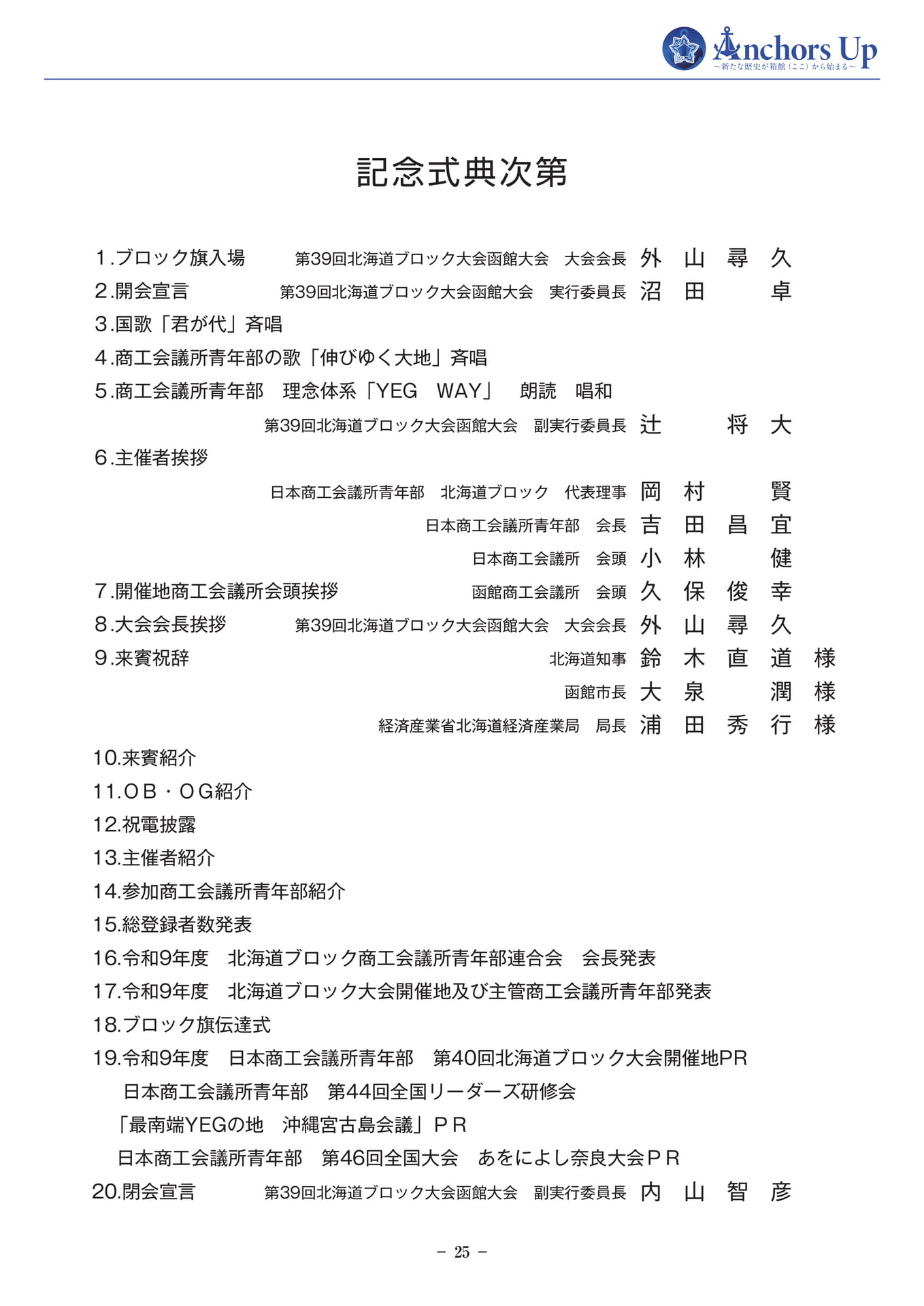 記念式典次第(27ページ目)