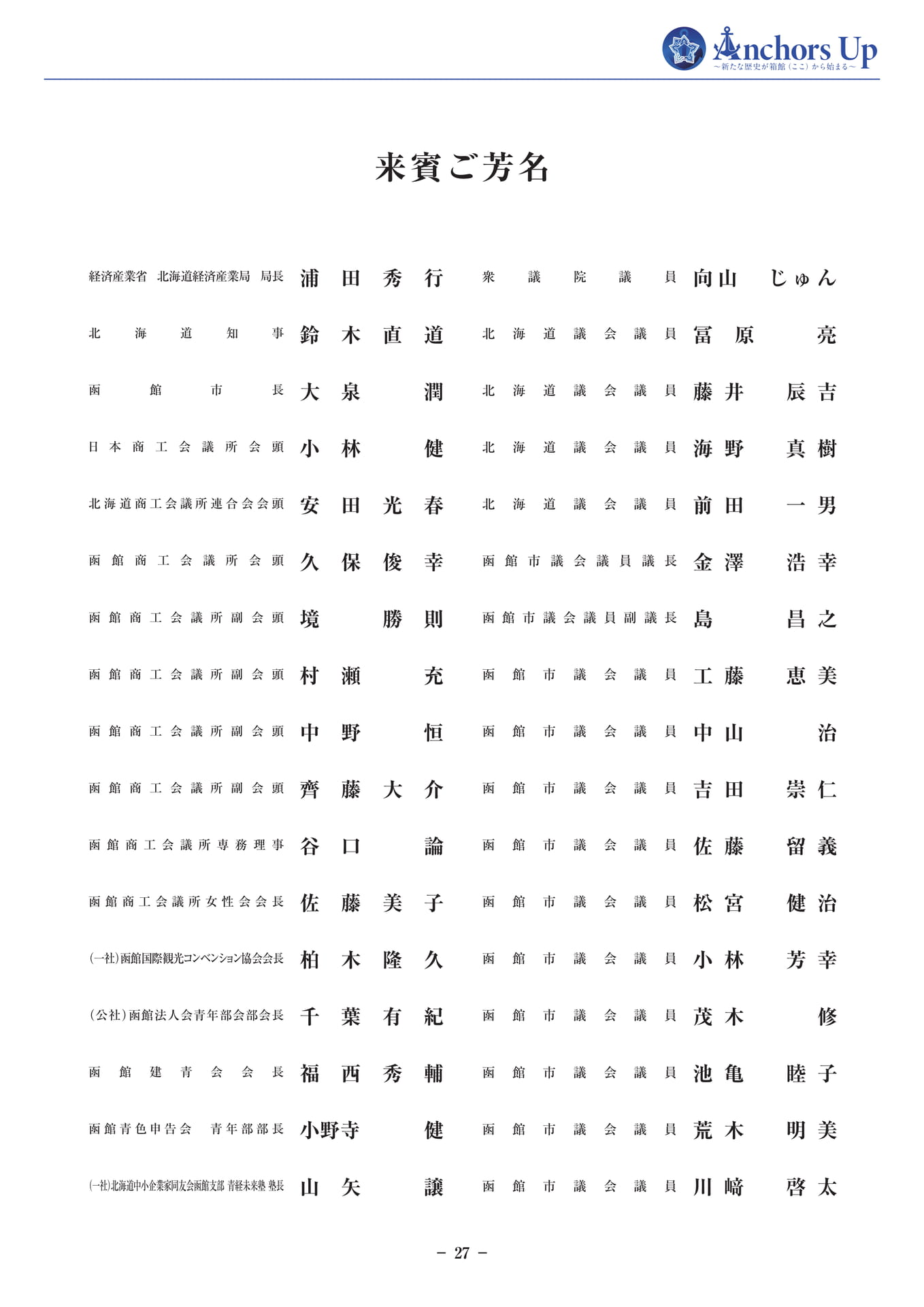 来賓ご芳名(29ページ目)