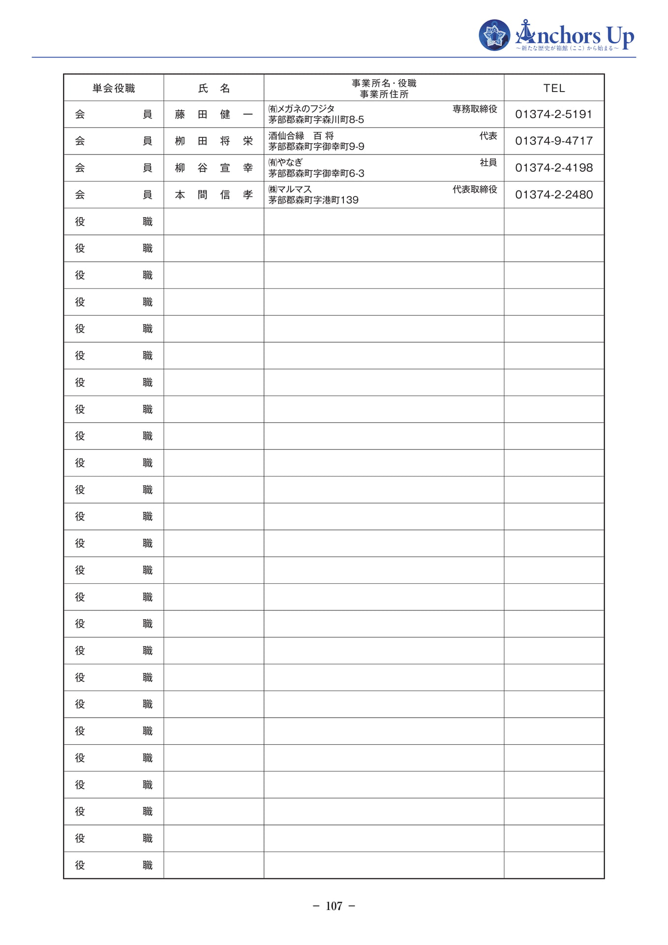 会員名簿(森町)(109ページ目)