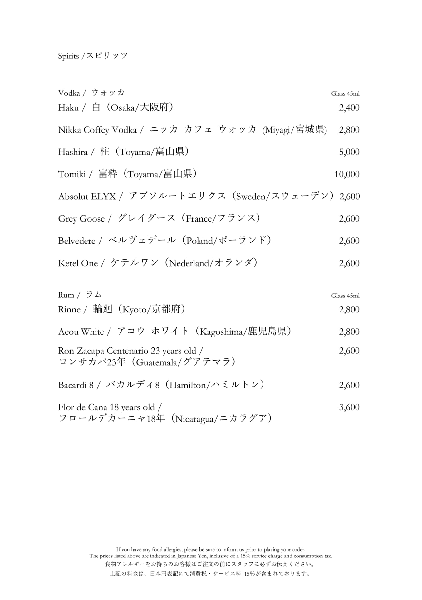スピリッツ（ウォッカ・ラム）（9ページ目）