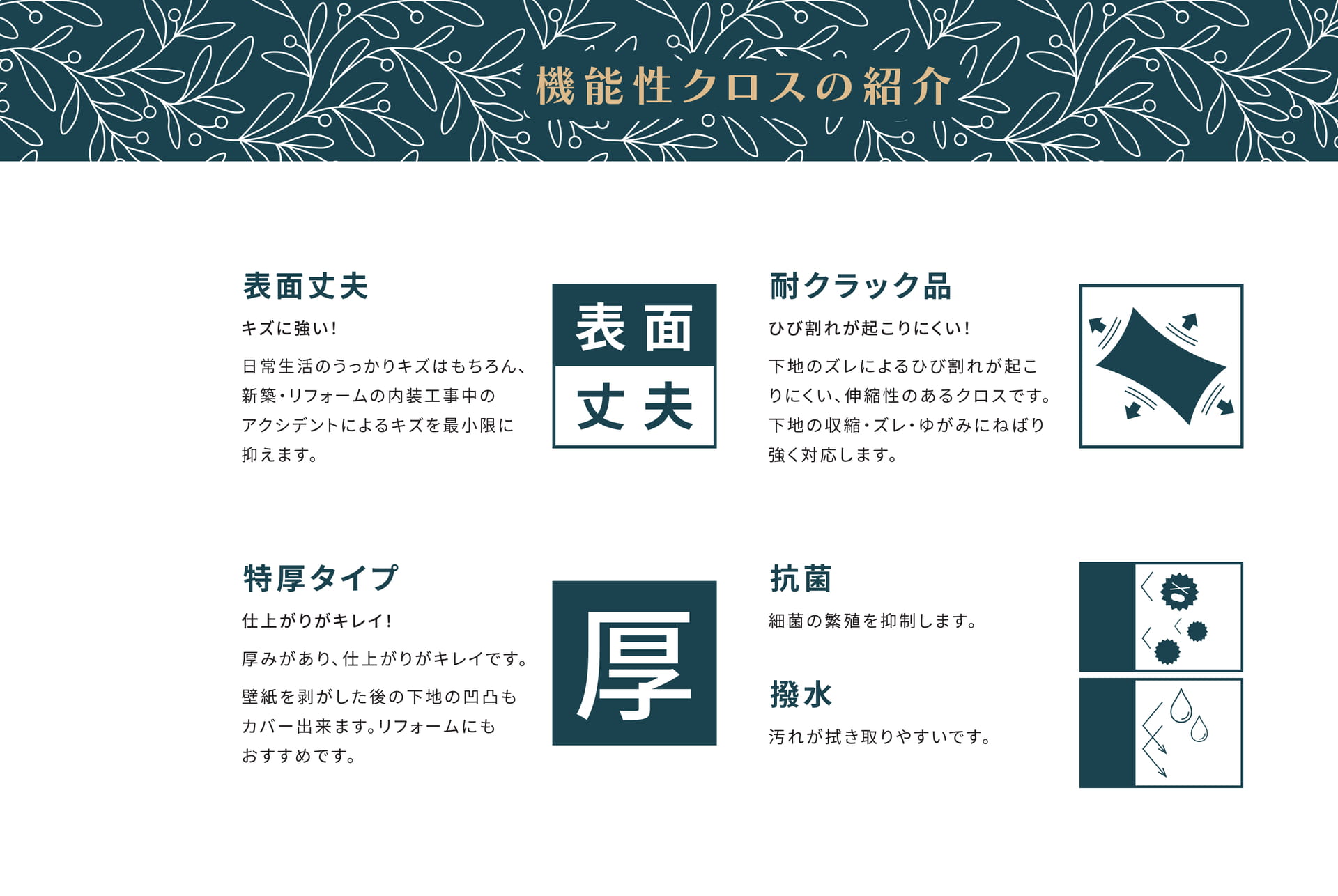機能性クロスの紹介(3ページ目)