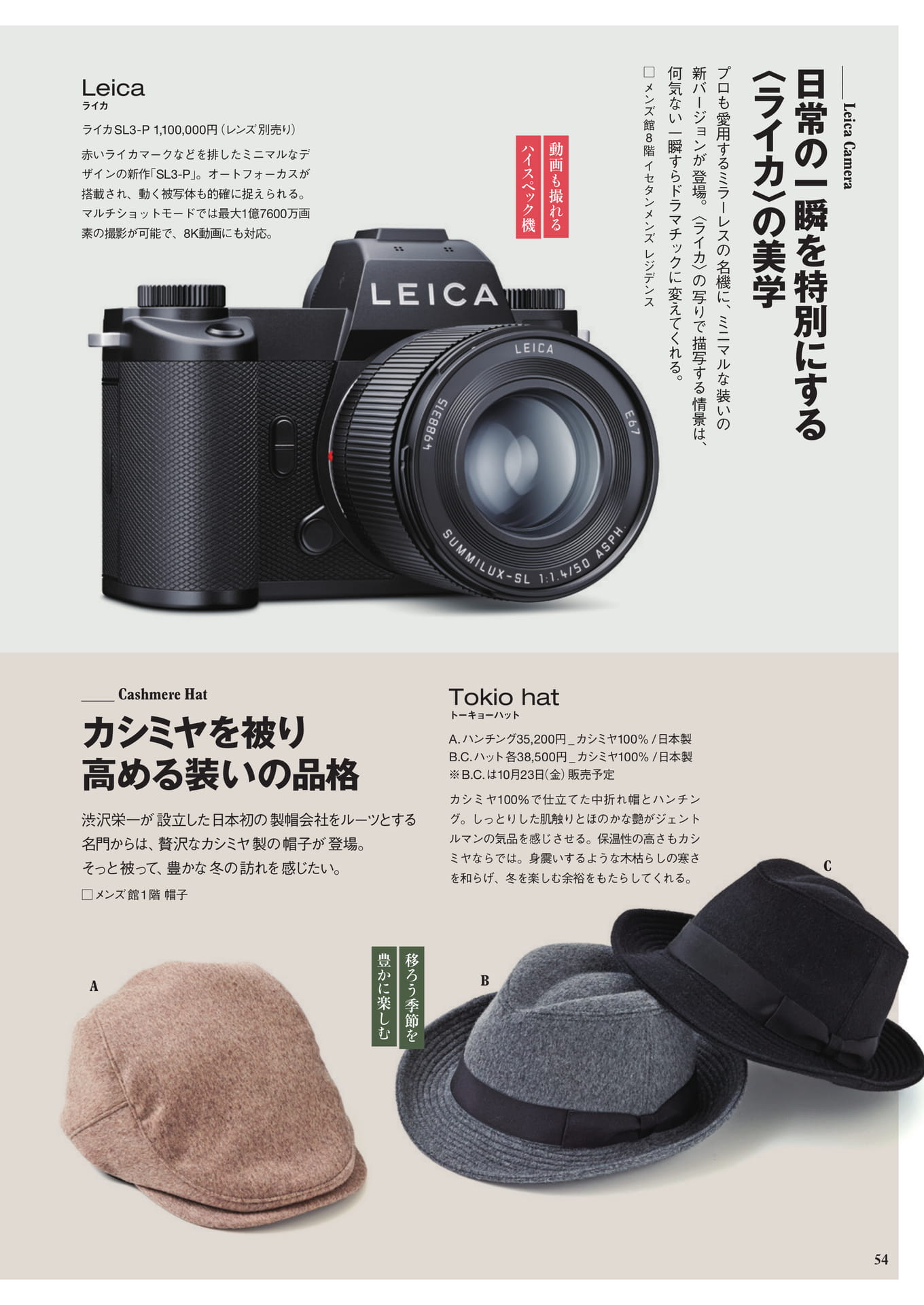 ライカのカメラとカシミヤ帽子(54ページ目)