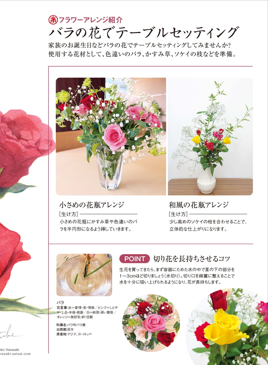フラワーアレンジ紹介 バラの花でテーブルセッティング(3ページ目)