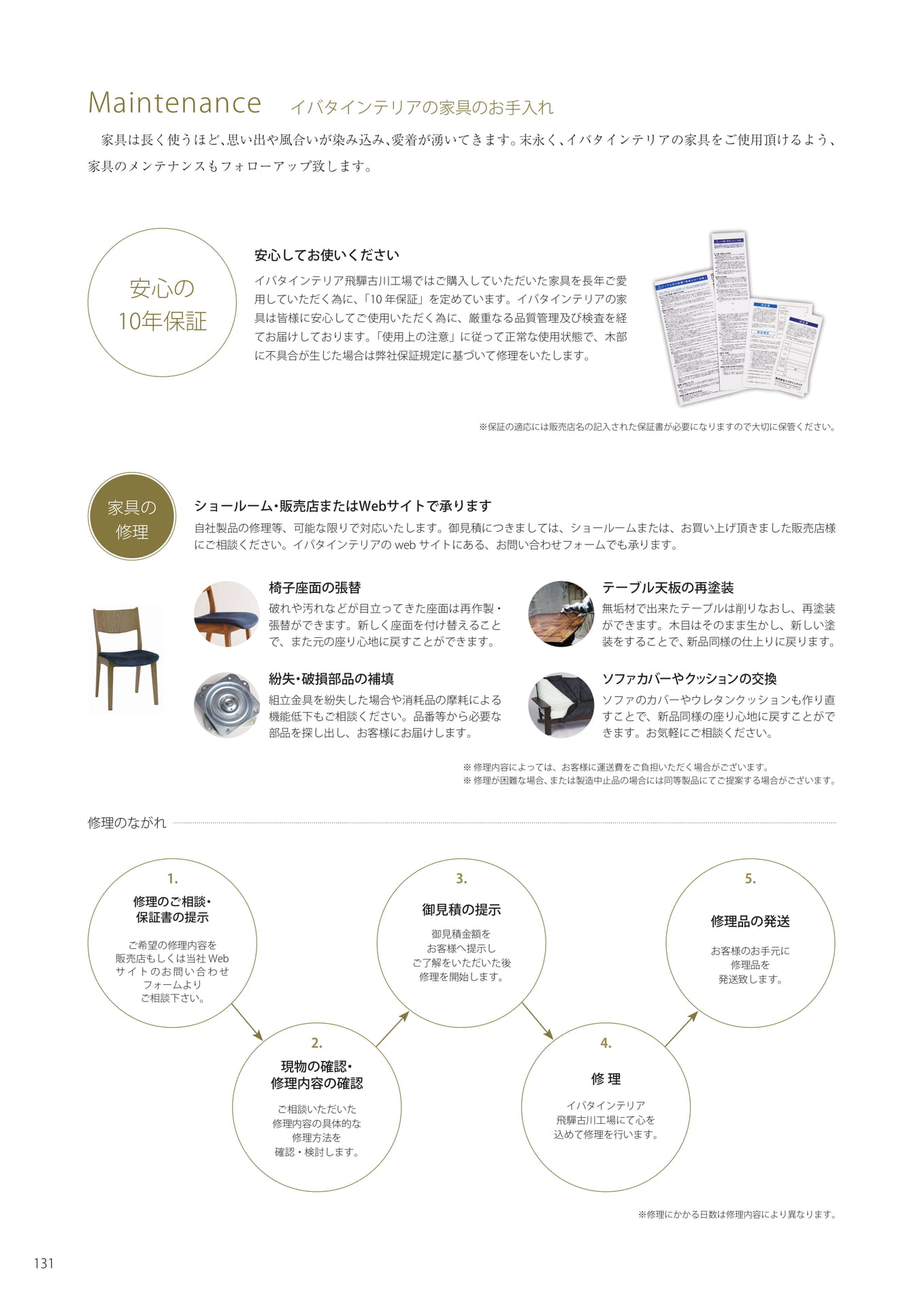 家具の保証・修理（132ページ目）