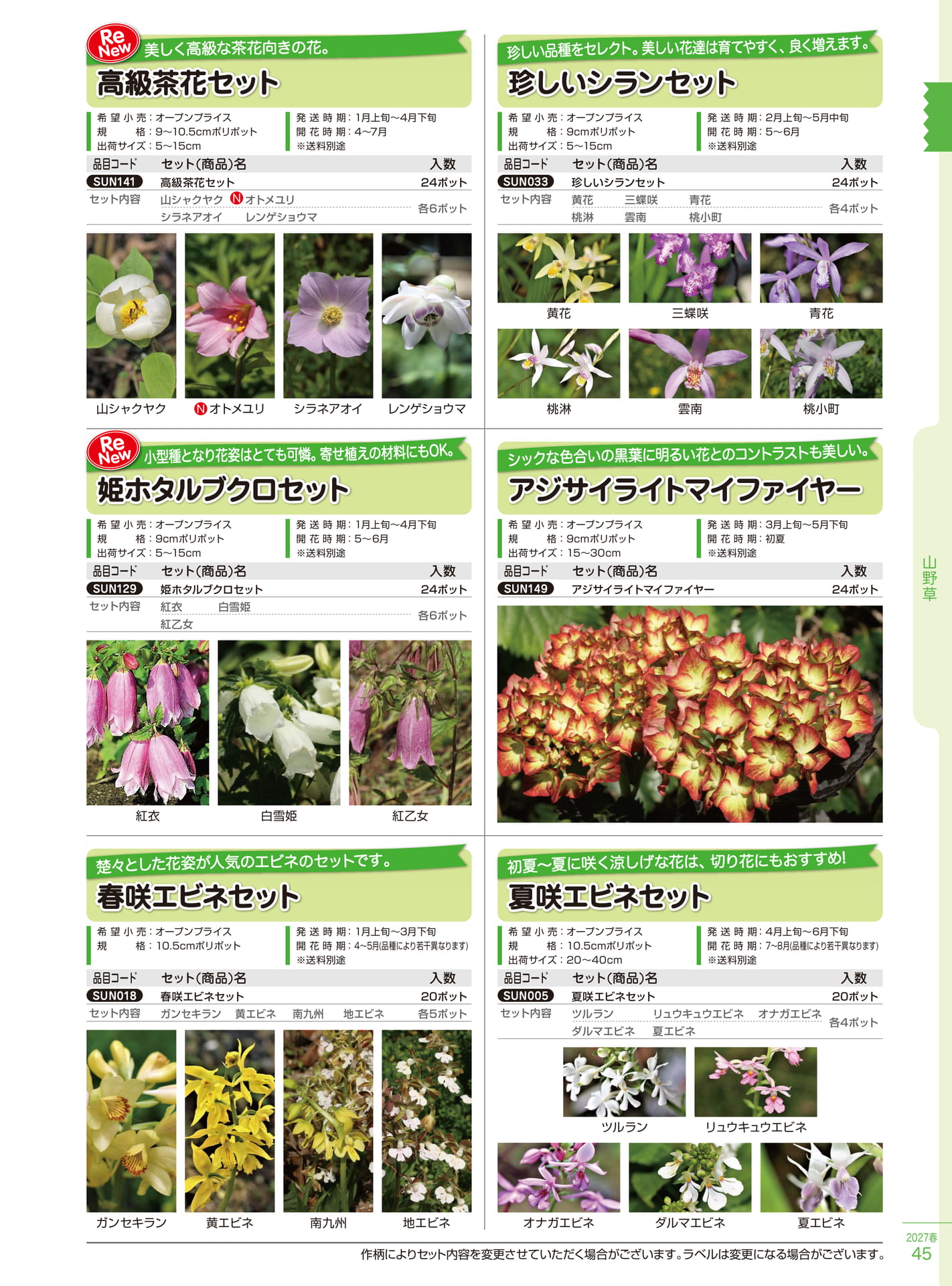 高級茶花・エビネセット（45ページ目）