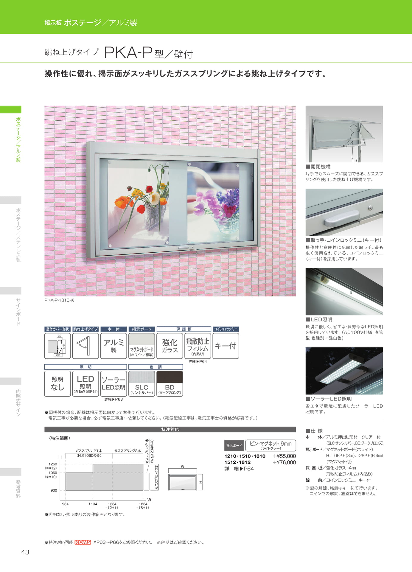 跳ね上げタイプ PKA-P型／壁付（44ページ目）
