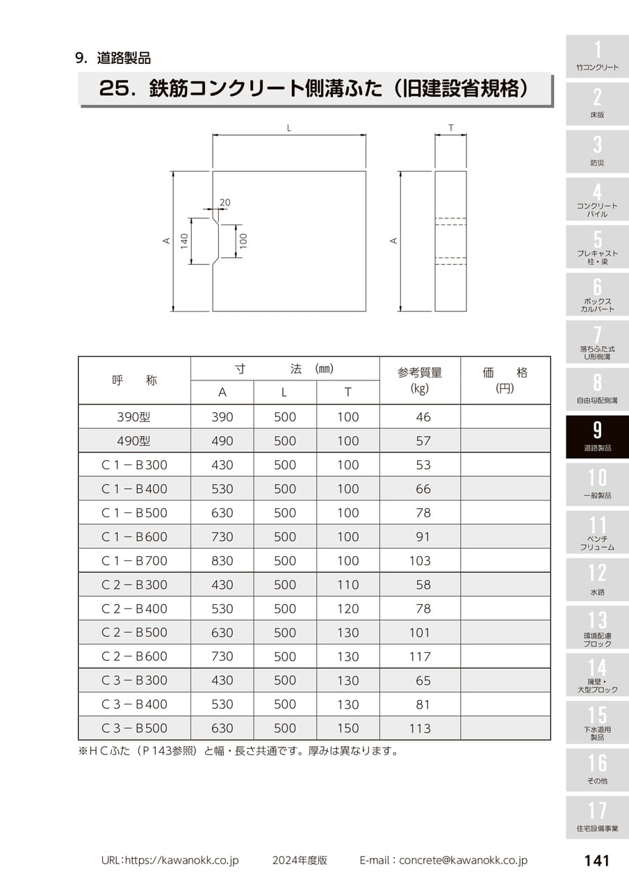 鉄筋コンクリート側溝ふた 141(151ページ目)