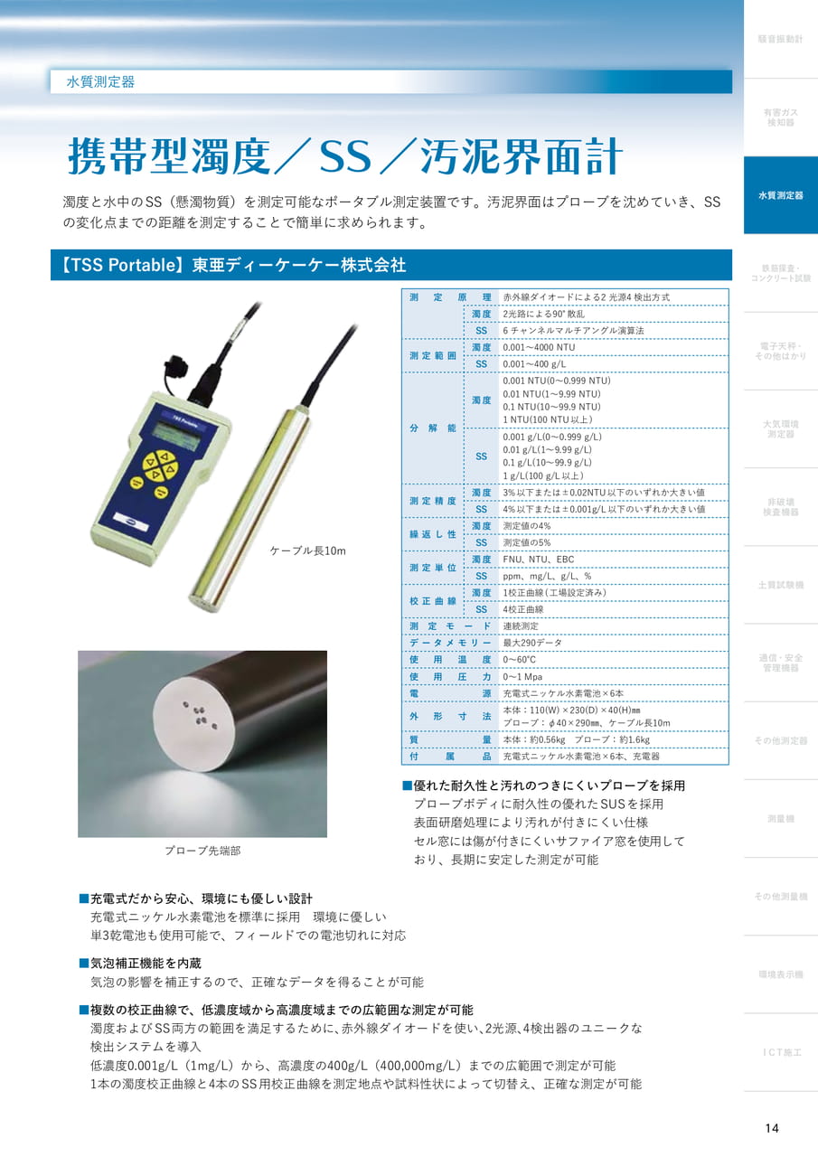 携帯型濁度／SS／汚泥界面計（15ページ目）