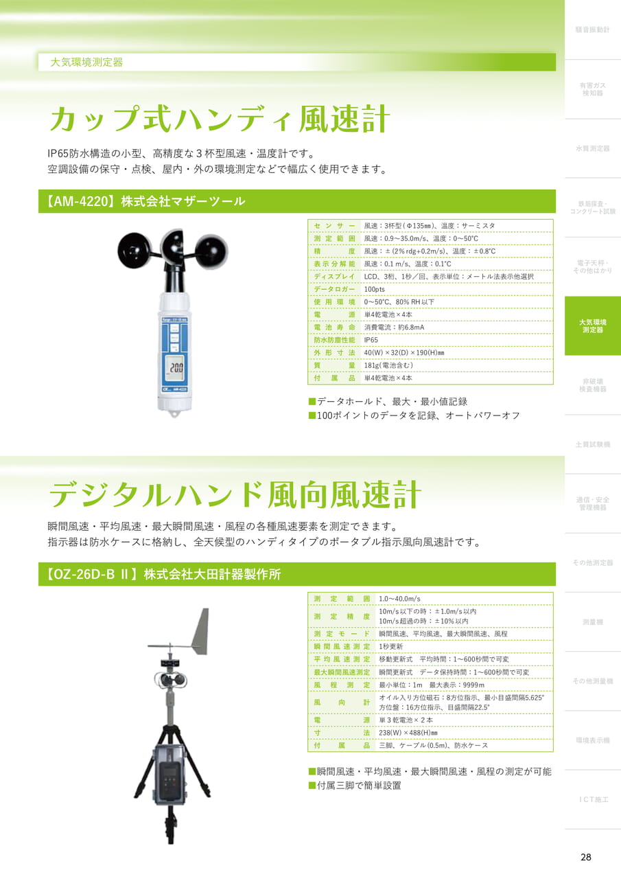 カップ式ハンディ風速計（29ページ目）