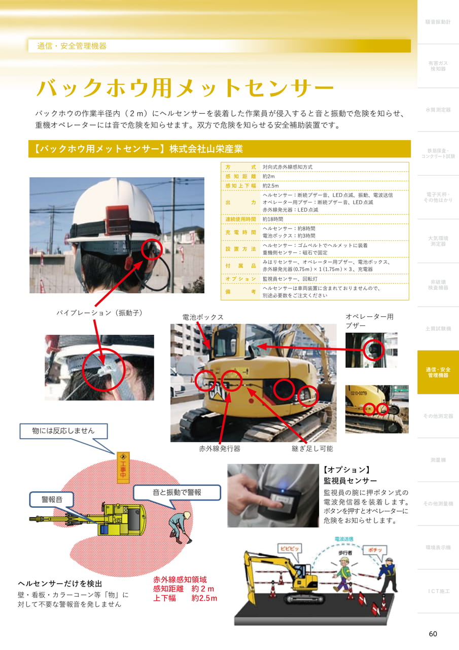 バックホウ用メットセンサー（61ページ目）