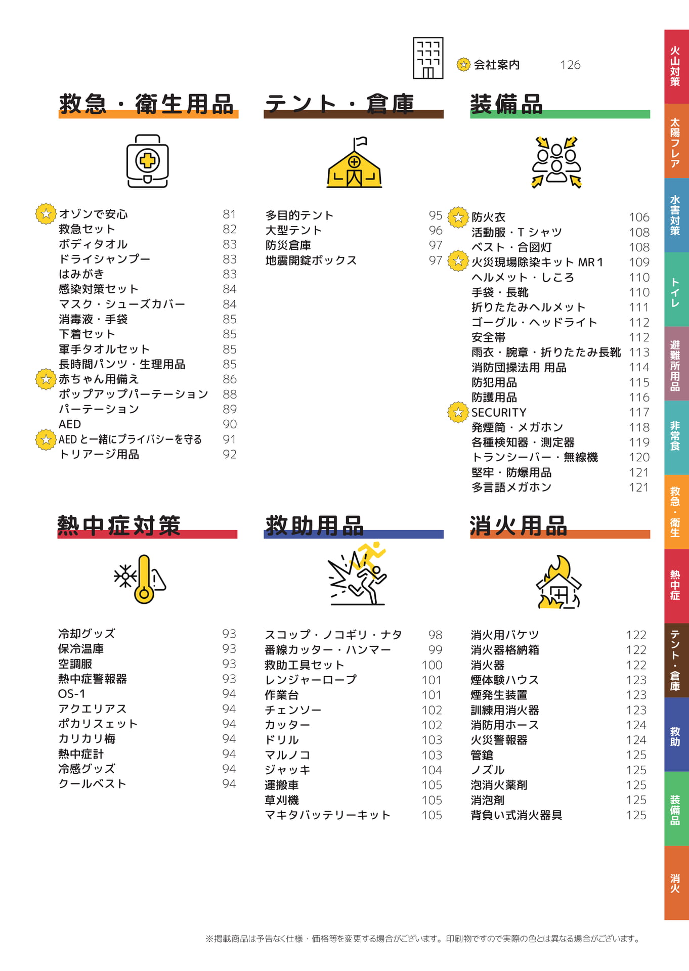 防災・安全用品目次（3ページ目）
