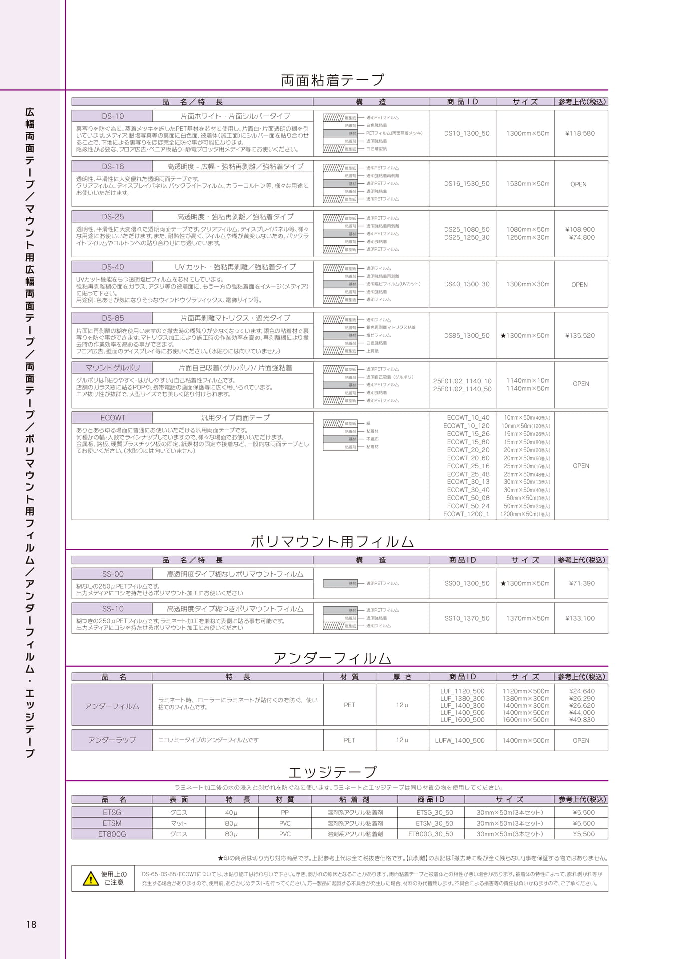 両面粘着テープ(18ページ目)