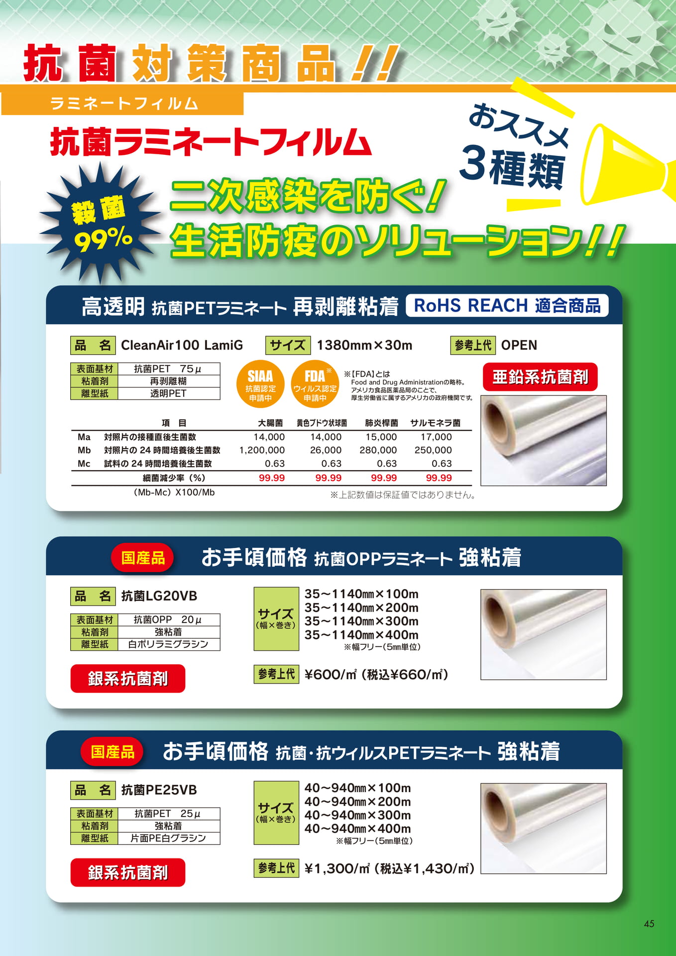 抗菌対策商品ラミネートフィルム(45ページ目)