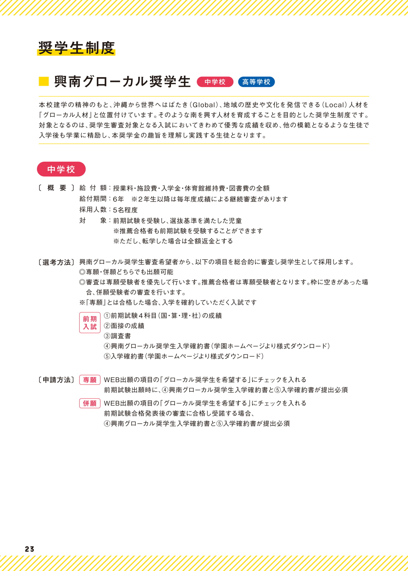 興南グローカル奨学生制度 (中学校)（24ページ目）