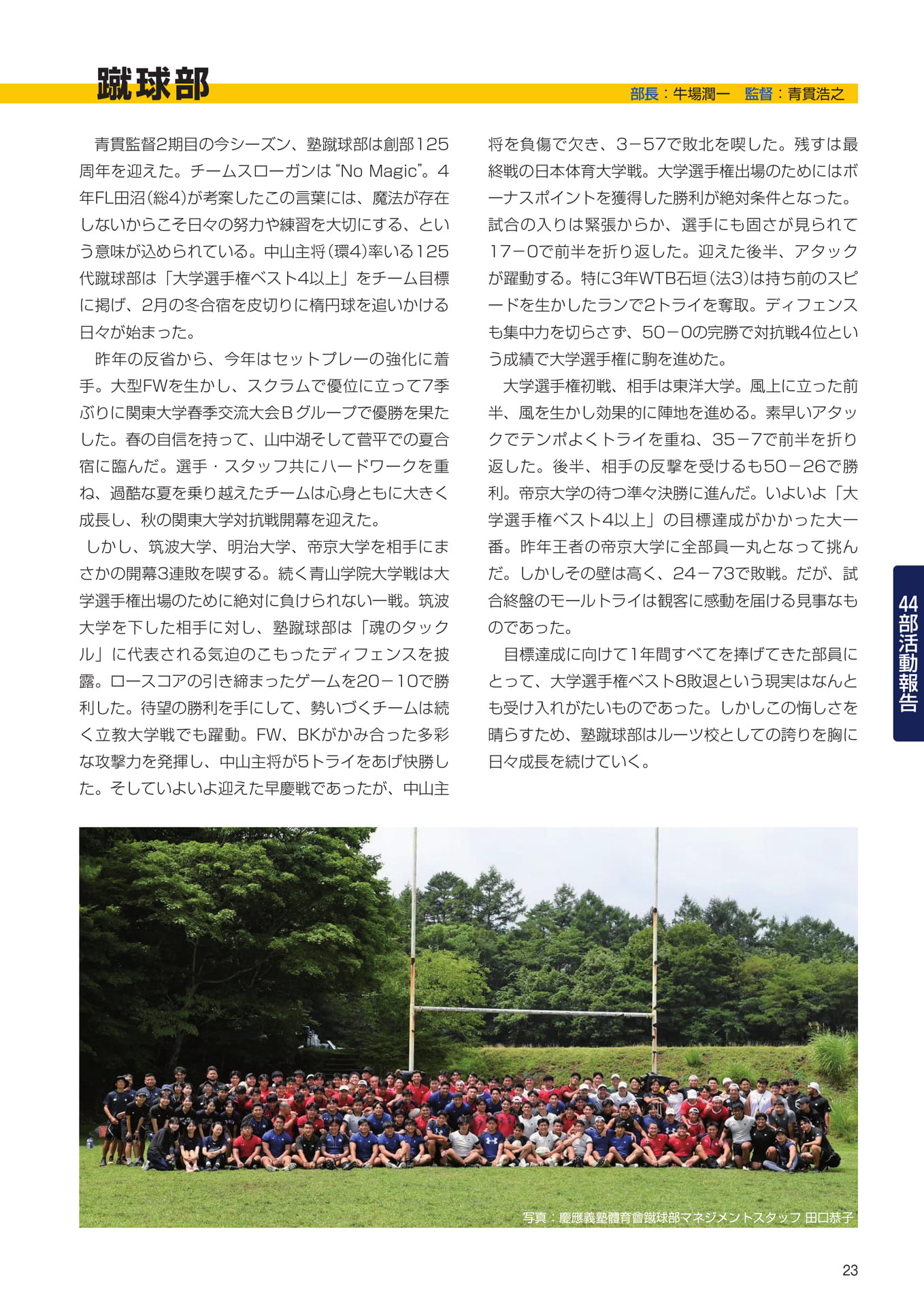 P23　44部紹介　蹴球部（25ページ目）