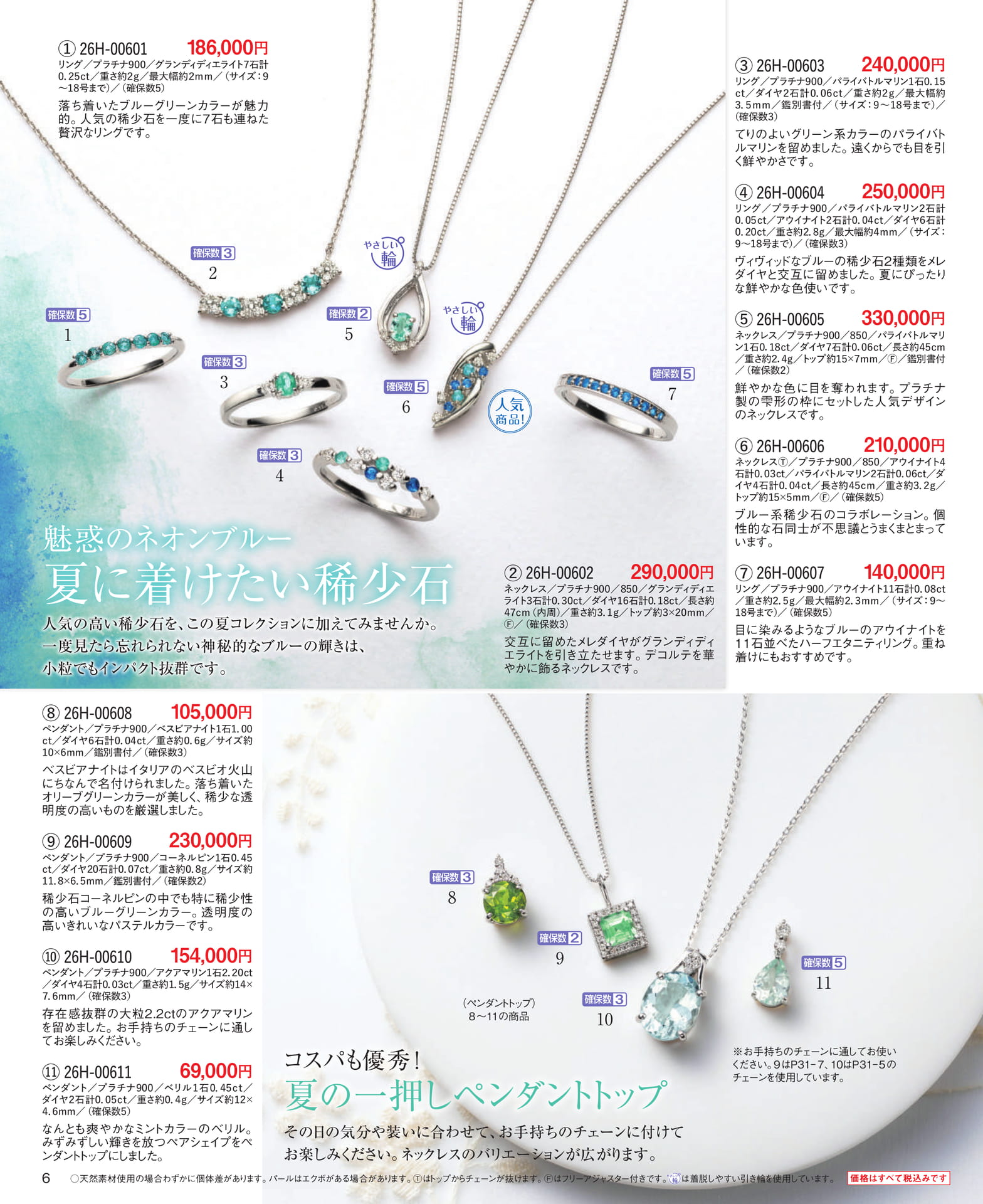 Page 06 夏に着けたい稀少石／夏の一押しペンダントトップ（6ページ目）