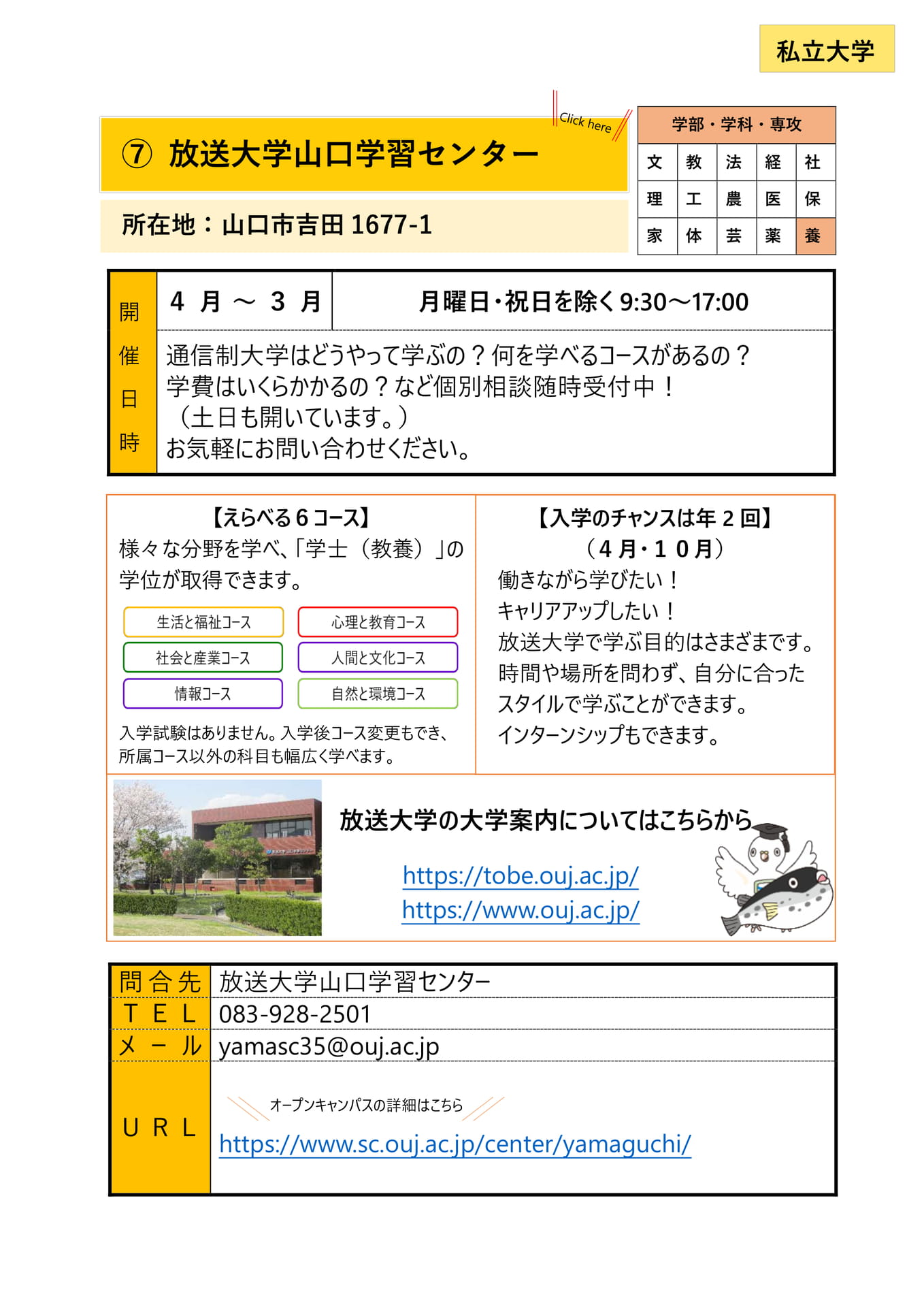 ⑦ 放送大学山口学習センター(10ページ目)