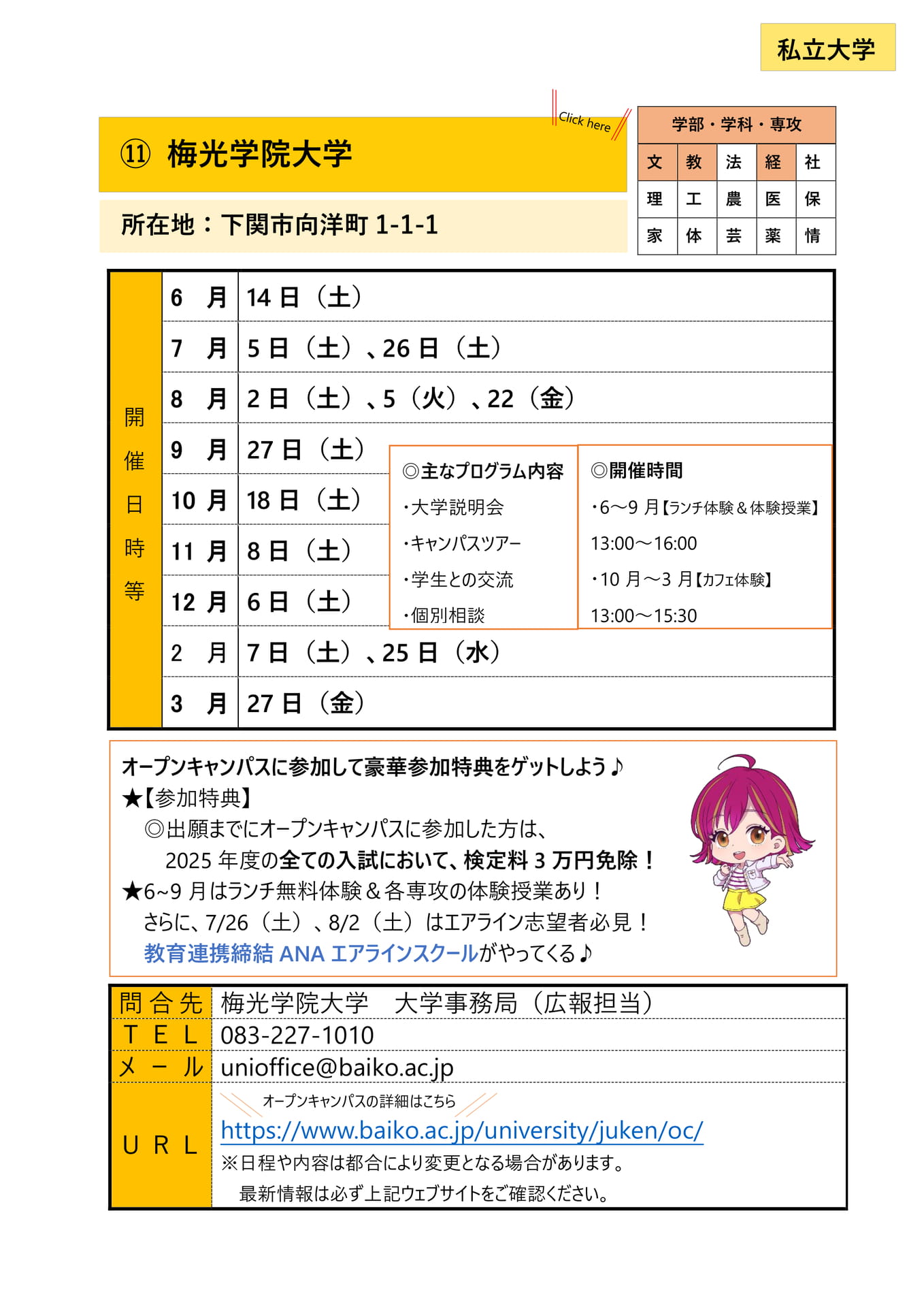 ⑪ 梅光学院大学(14ページ目)