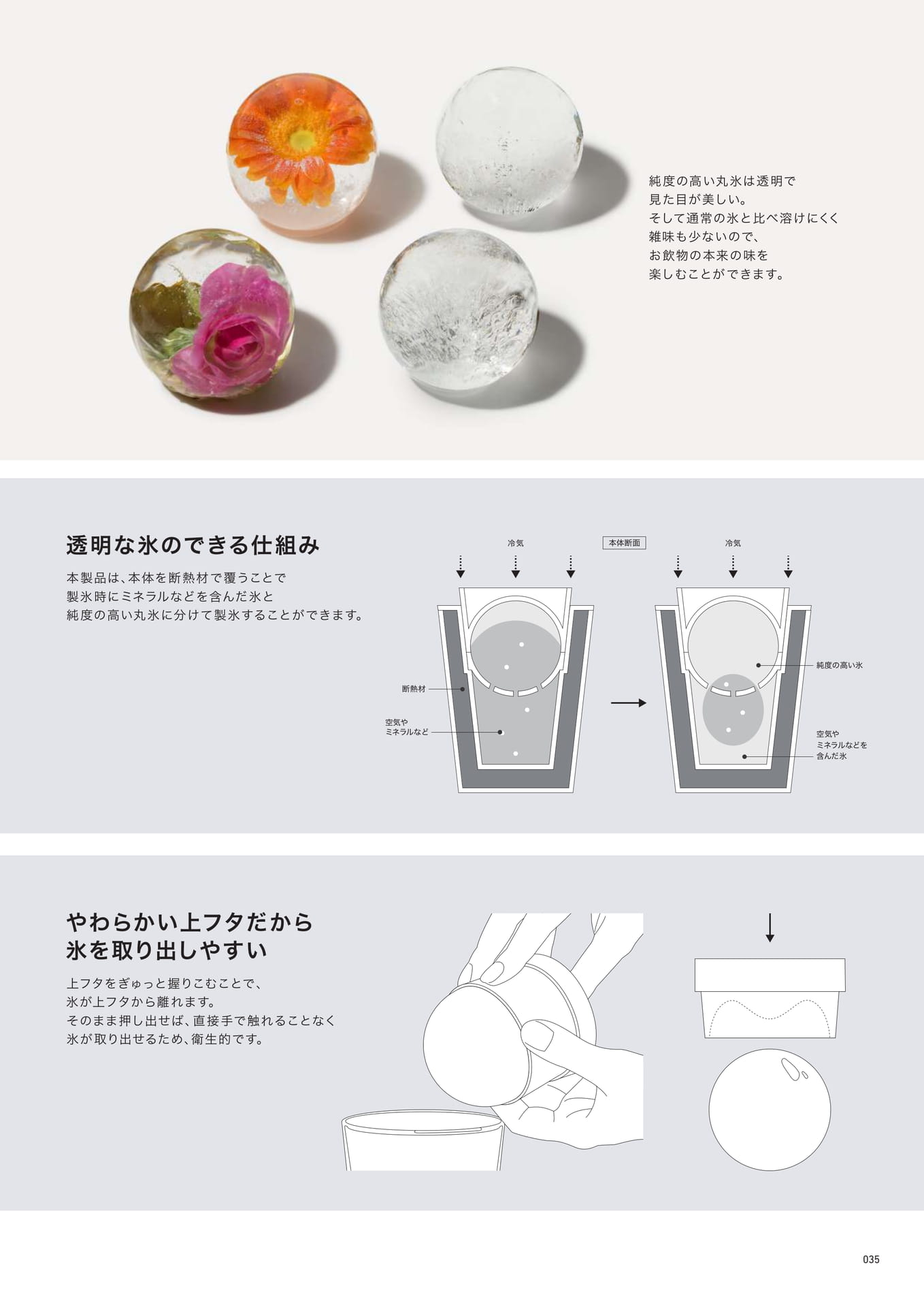透明な氷のできる仕組み（35ページ目）