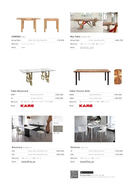 DINING TABLE（61ページ目）