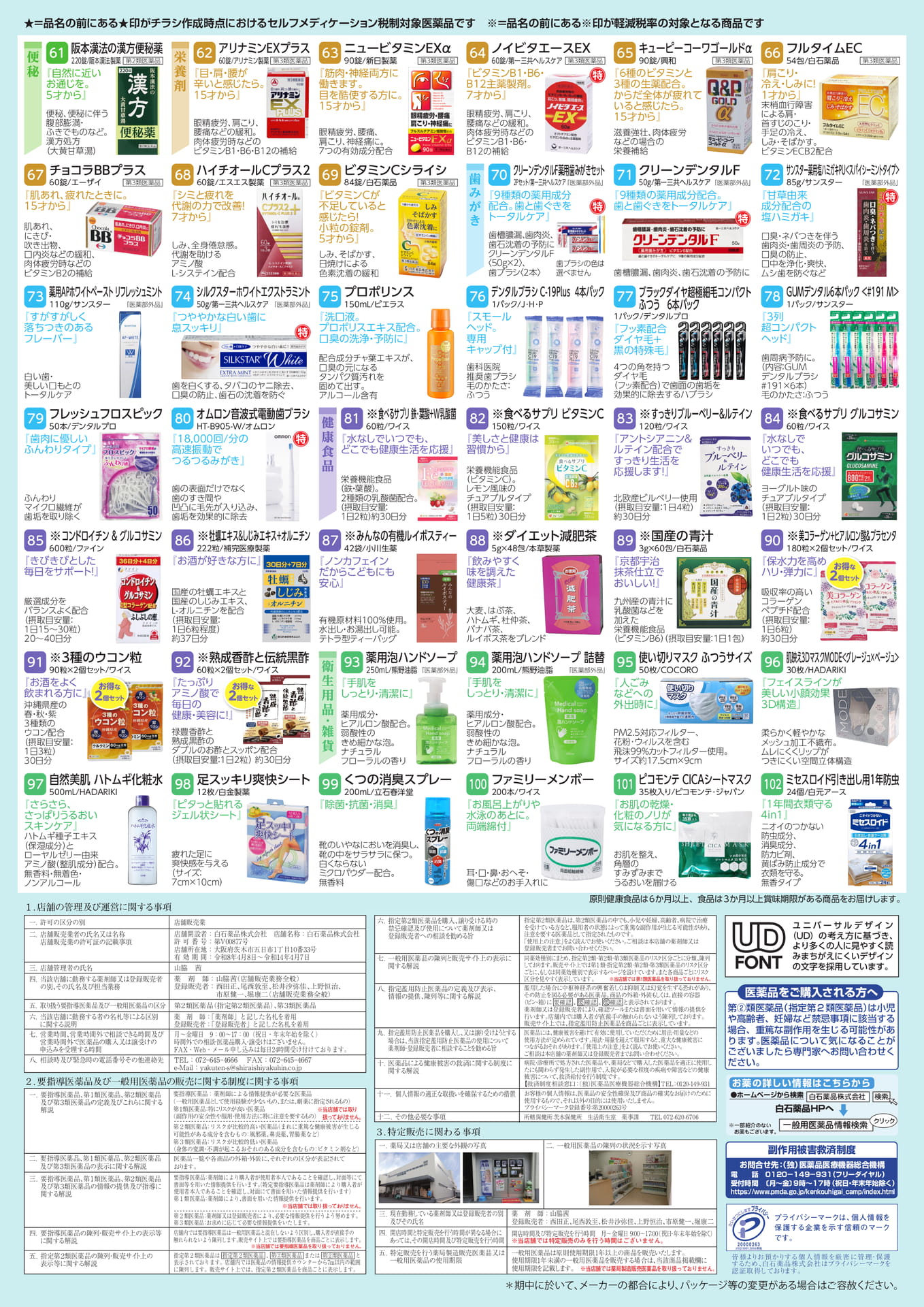 家庭常備薬・健康雑貨等一覧(11ページ目)