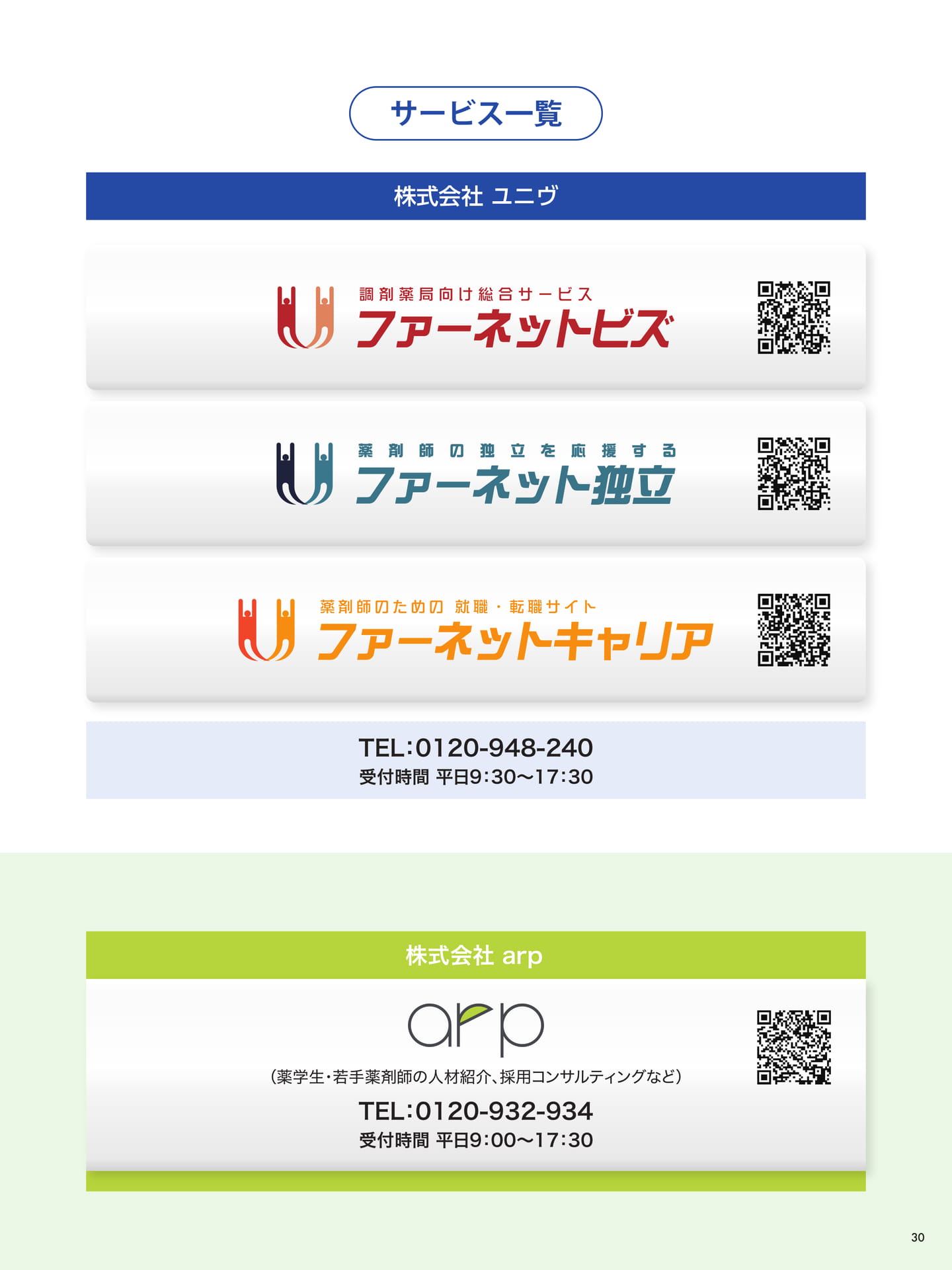 ユニヴ問い合わせ先（30ページ目）