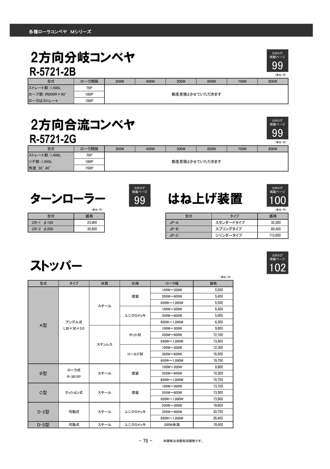 各種ローラコンベヤ Mシリーズ(76ページ目)