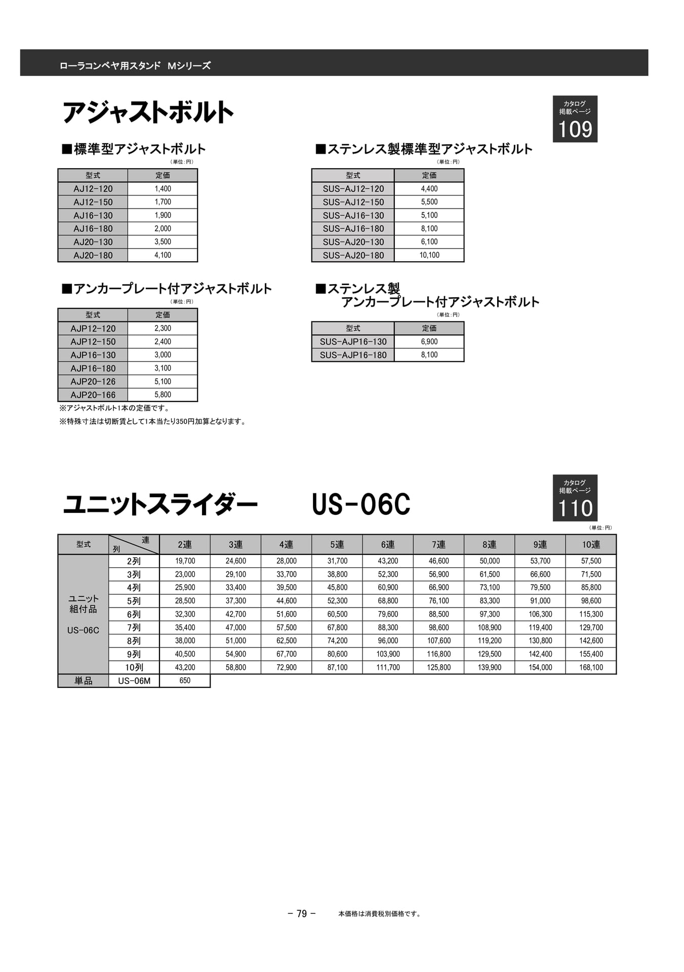 ローラコンベヤ用スタンド Mシリーズ(80ページ目)