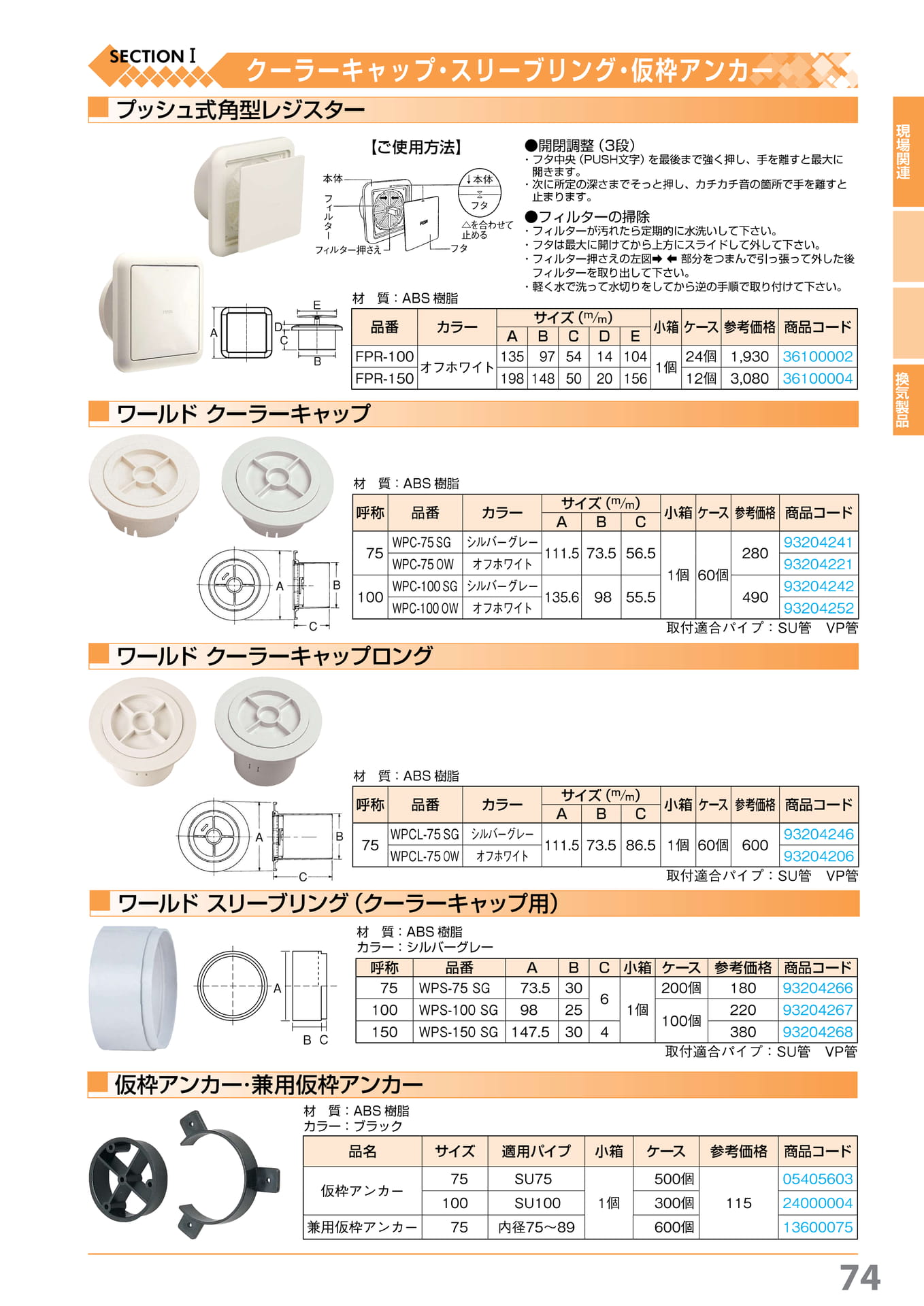 プッシュ式角型レジスター・PC クーラーキャップ・スリーブリング 74(75ページ目)
