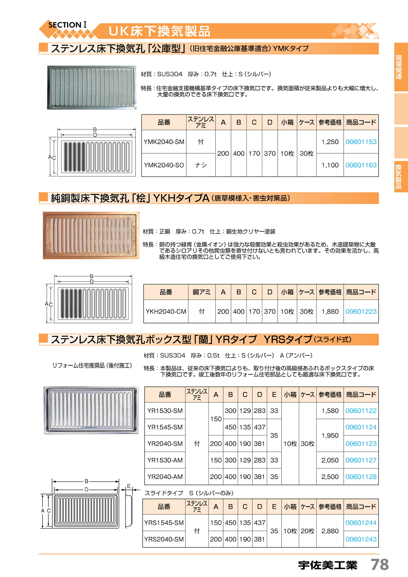 ステン床下換気孔 「桧」・「蘭」 宇佐美工 78(79ページ目)