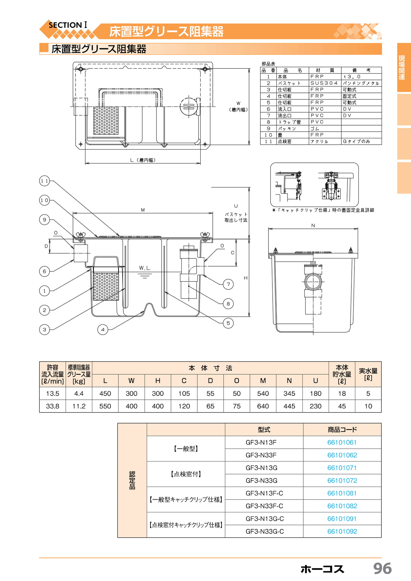 床置型グリース阻集器 ホーコス 96(97ページ目)