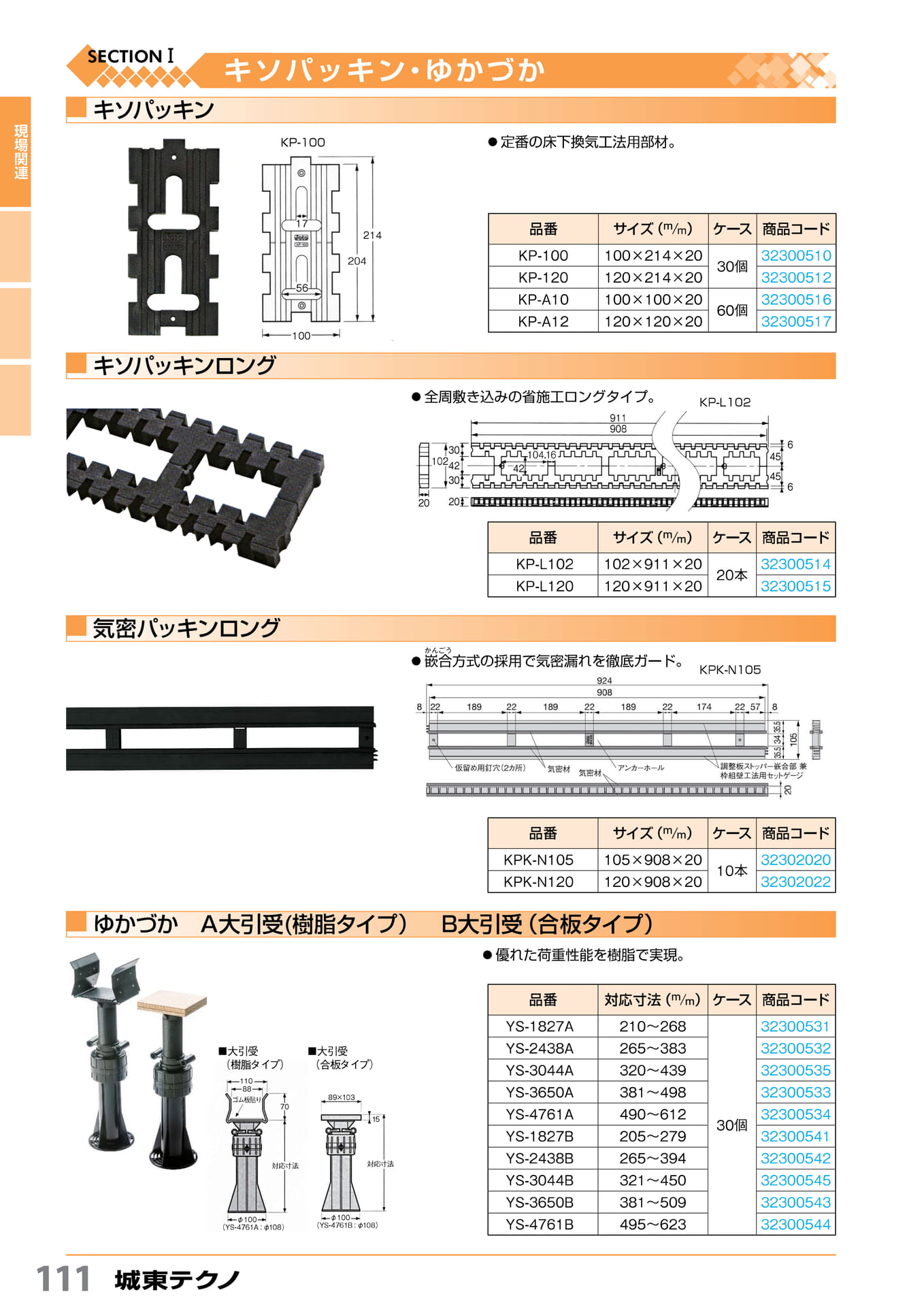 キソパッキン・気密ロング・ゆかづか 城東テクノ 111(112ページ目)