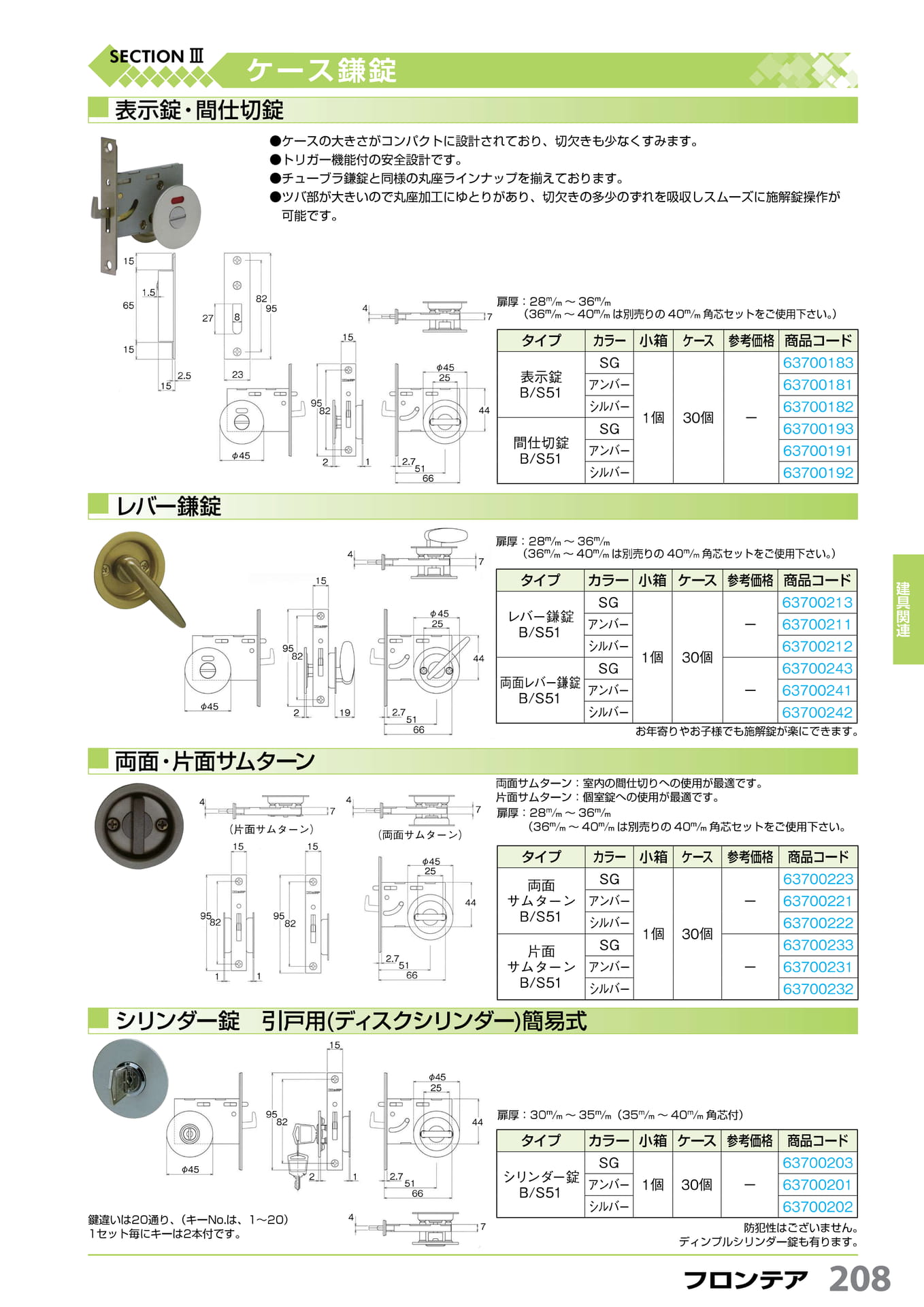 ケース鎌錠 フロンテア 208(209ページ目)
