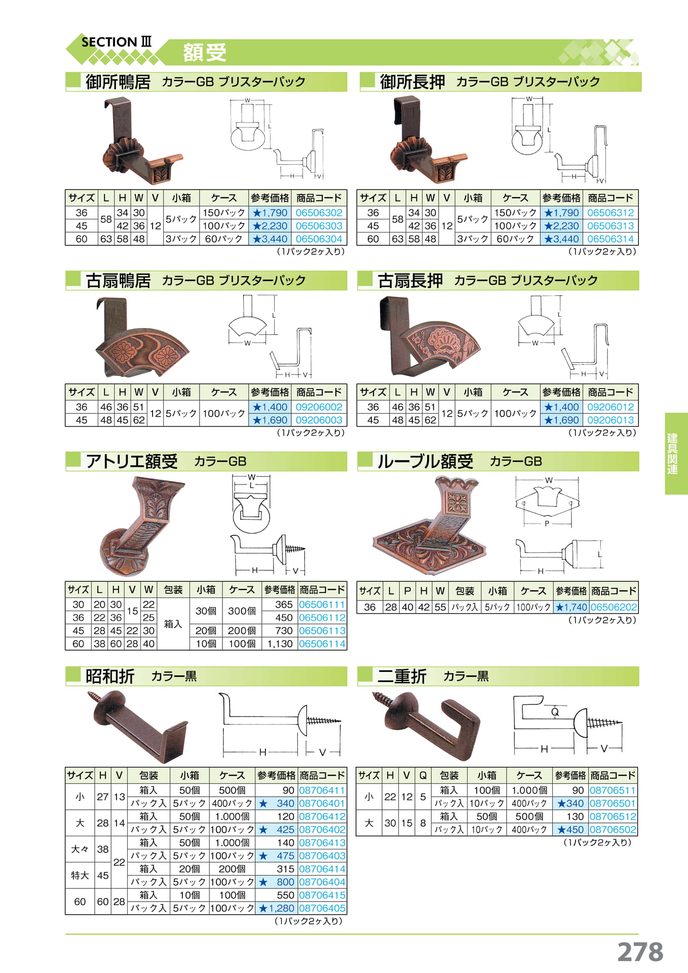御所・古扇・アトリエ・ルーブル額受・昭和折 278(279ページ目)