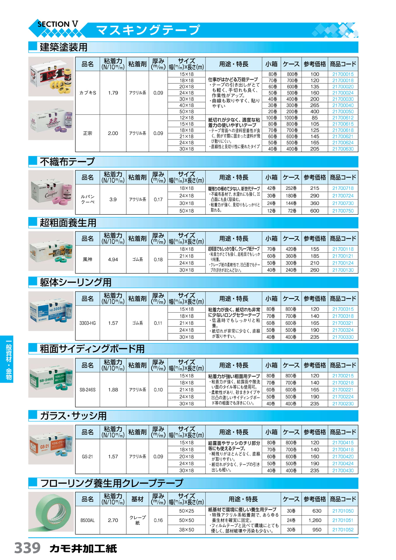 カブキS・正宗・3303HG・SB-246S・GS-21 カモ井加工紙 339(340ページ目)