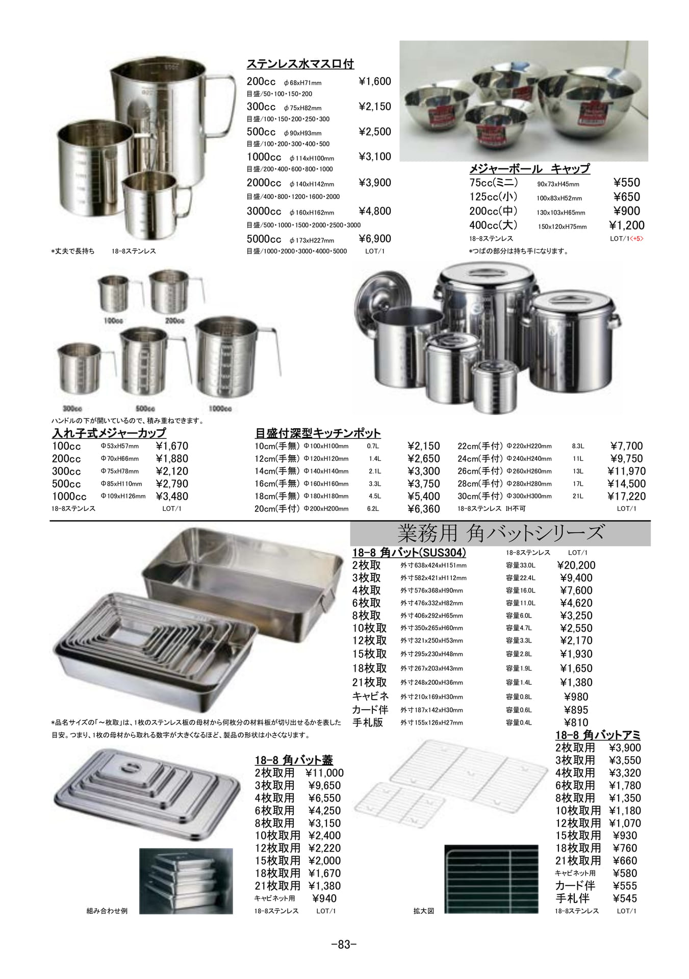 調理道具|ステンレスメジャー、角バット他(84ページ目)